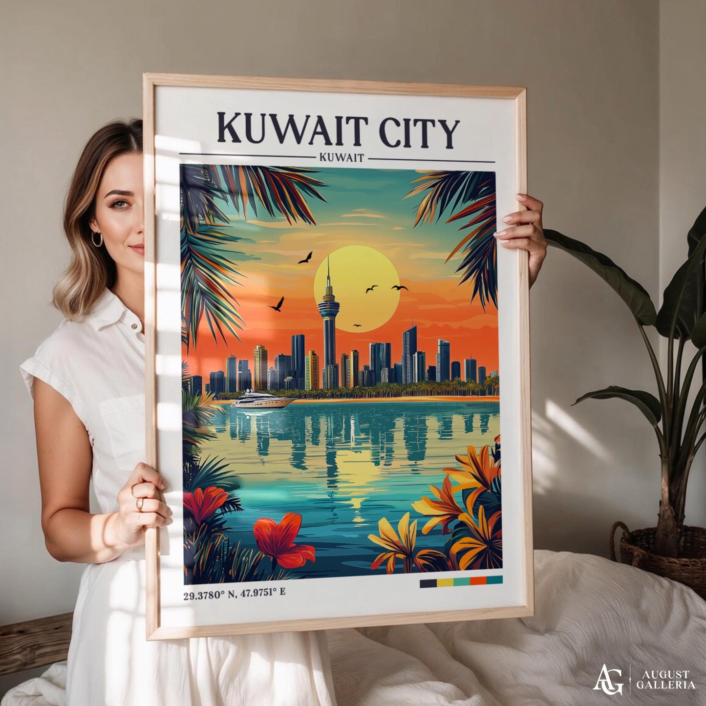 Kuwait City Retro Travel Print
