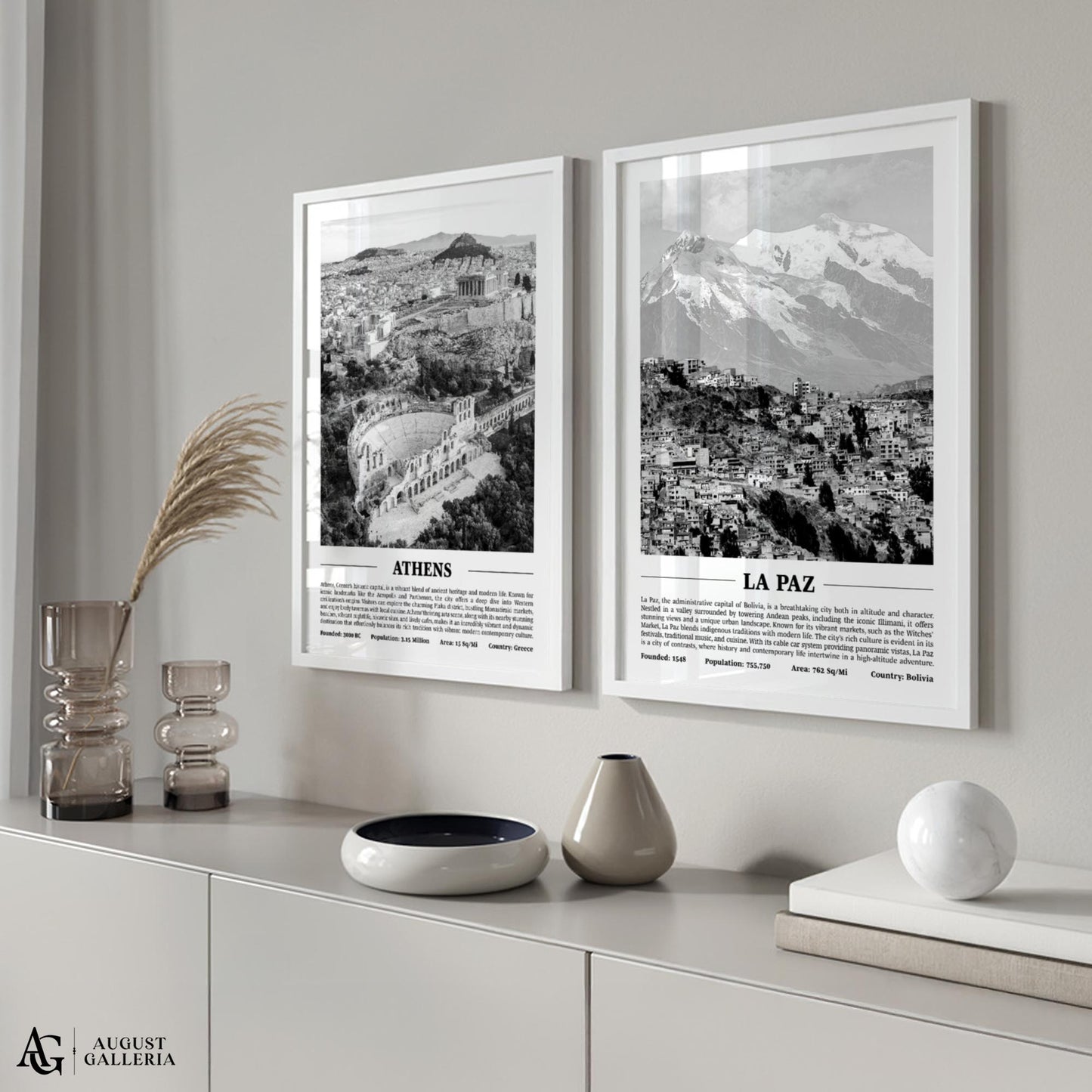 La Paz Black & White City Print