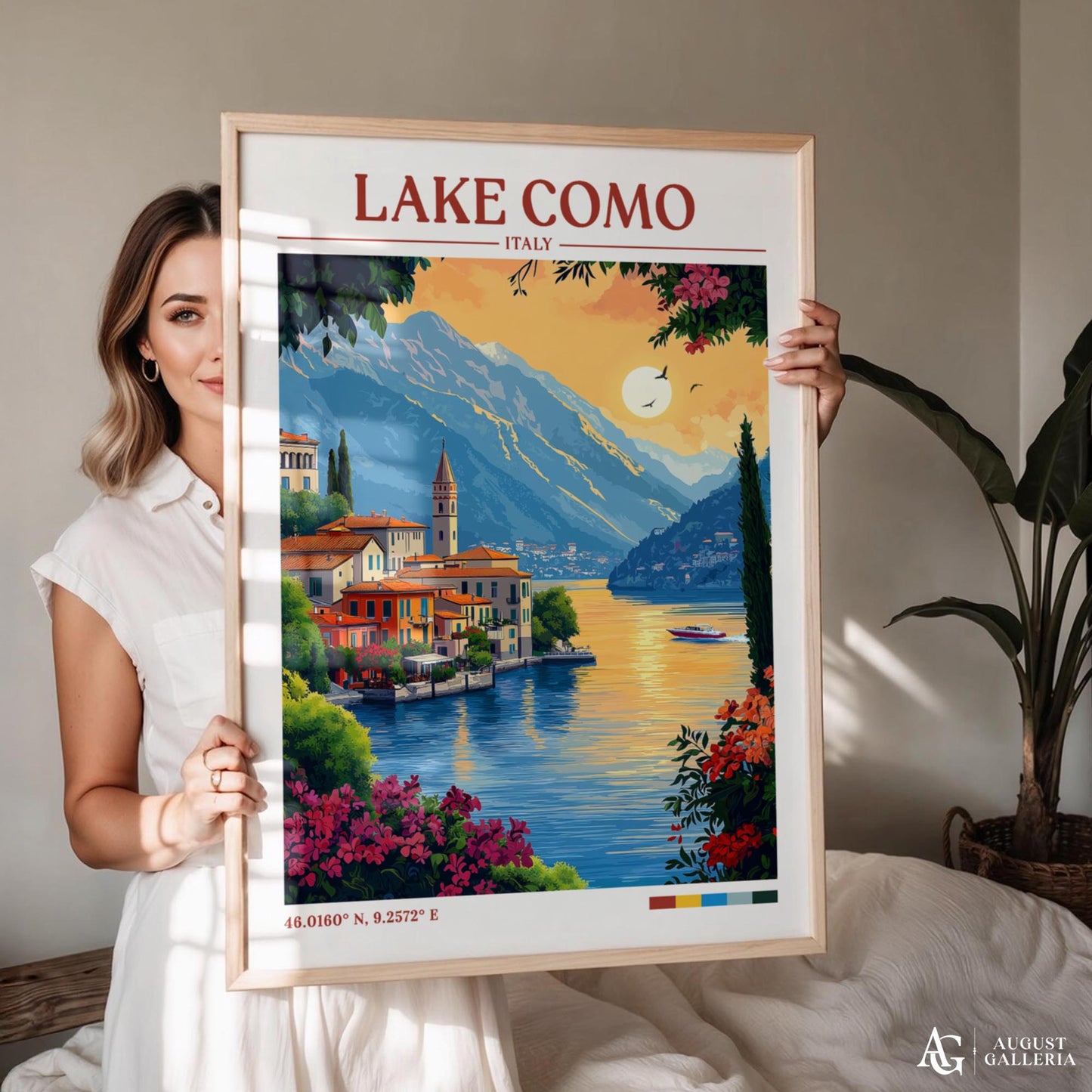 Lake Como Retro Travel Print