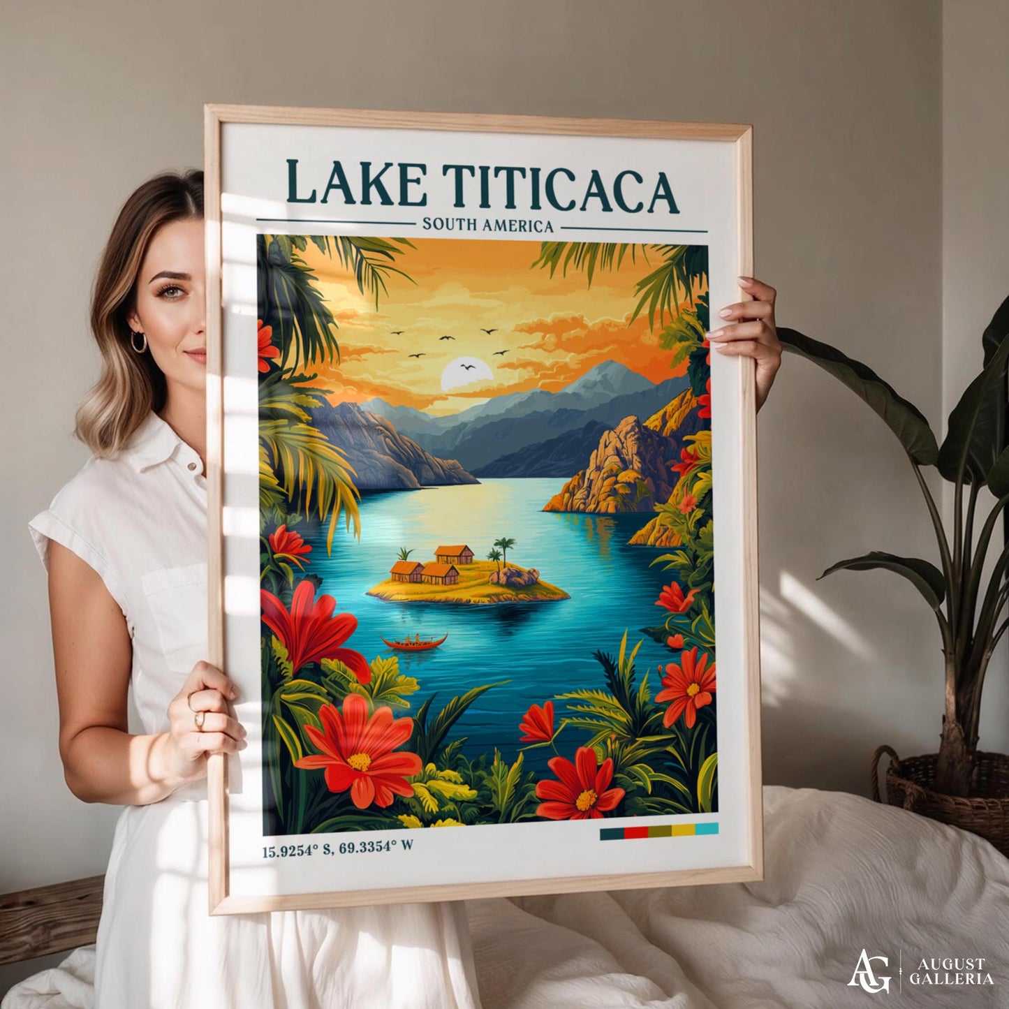 Lake Titicaca Retro Travel Print