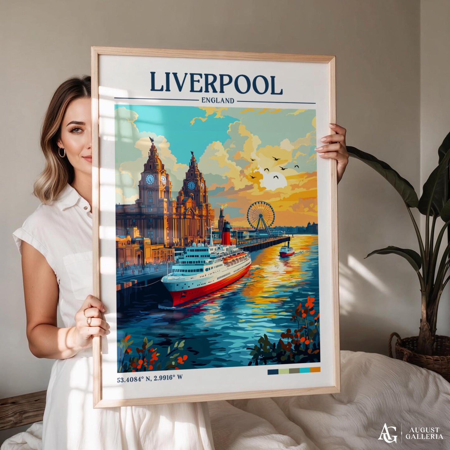 Liverpool England Retro Travel Print