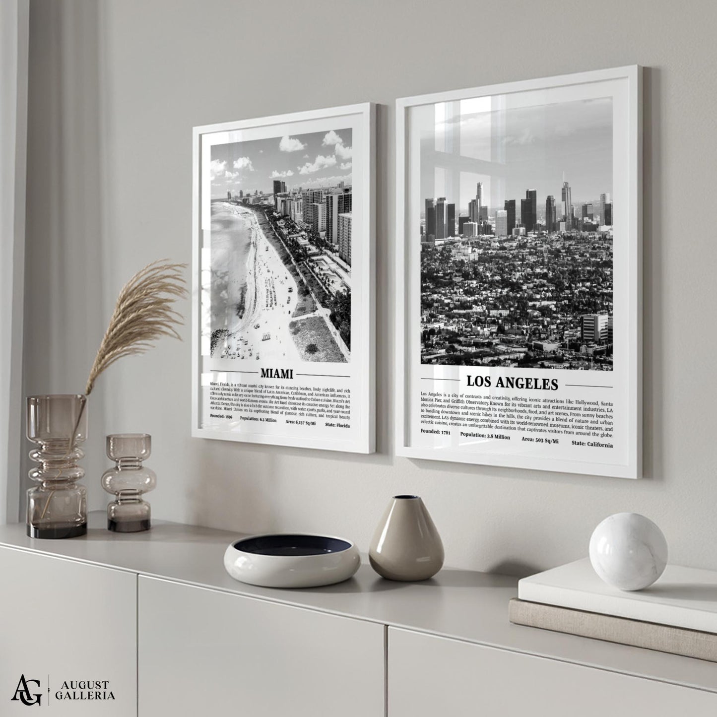 Los Angeles Black & White City Print