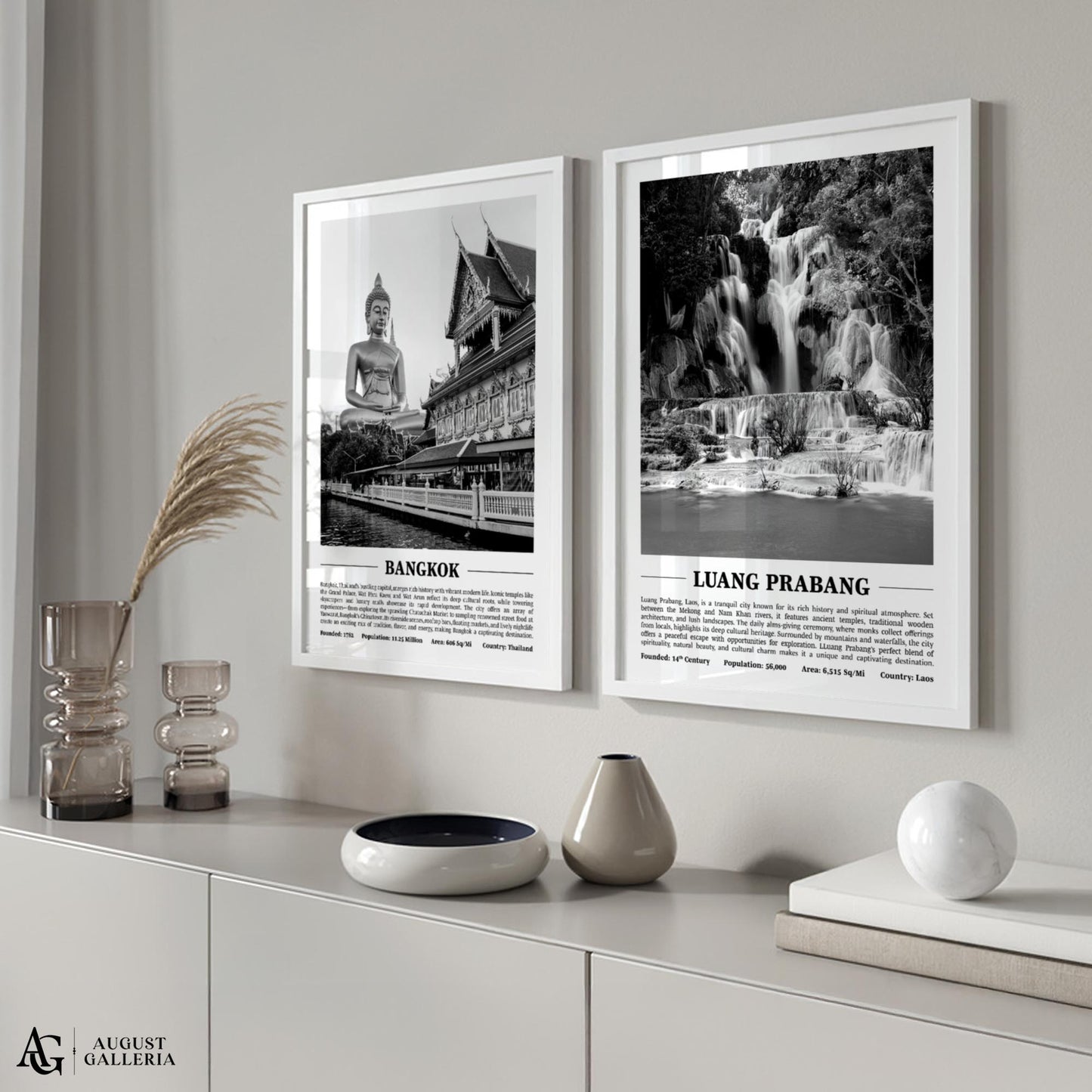 Luang Prabang Black & White City Print