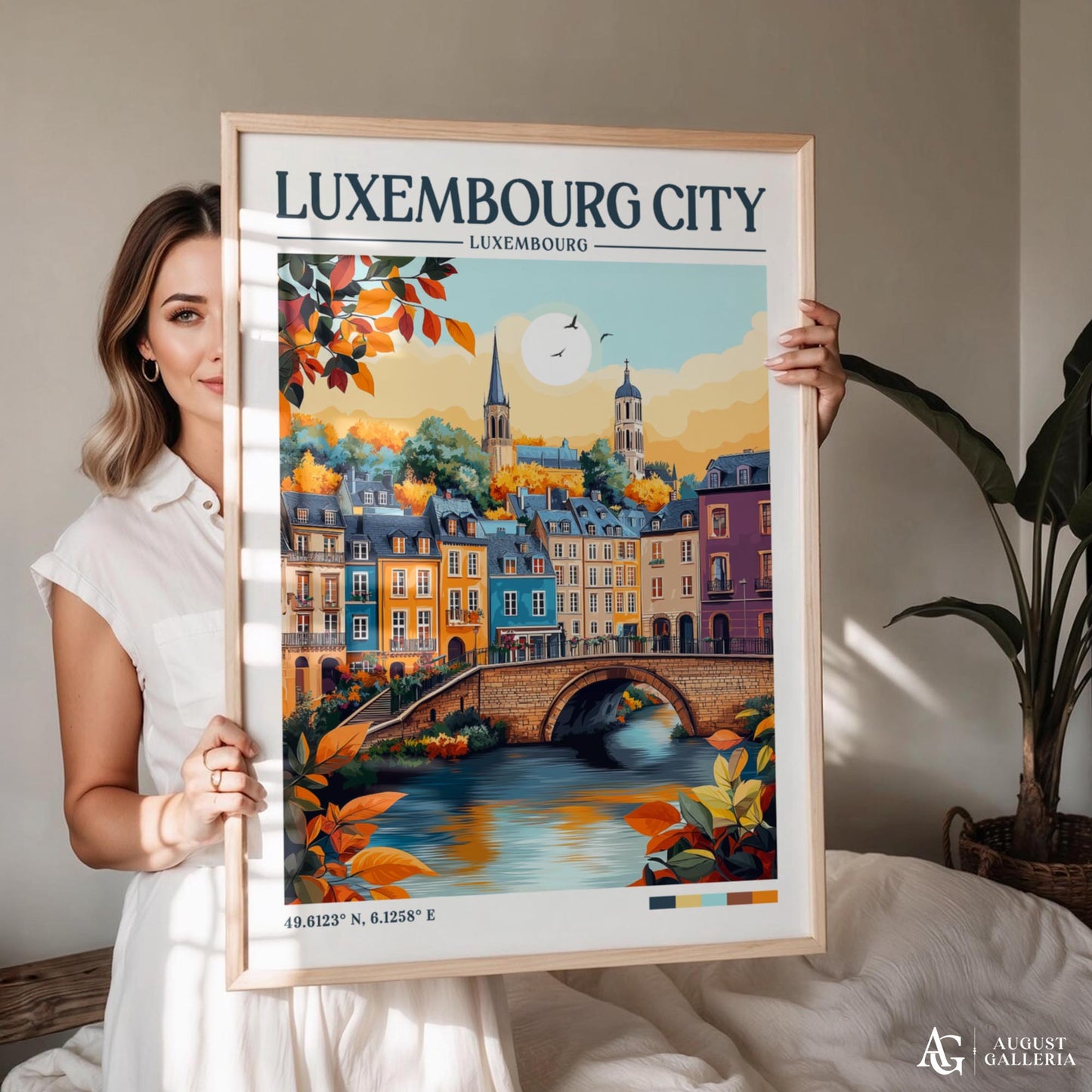 Luxembourg City Retro Travel Print