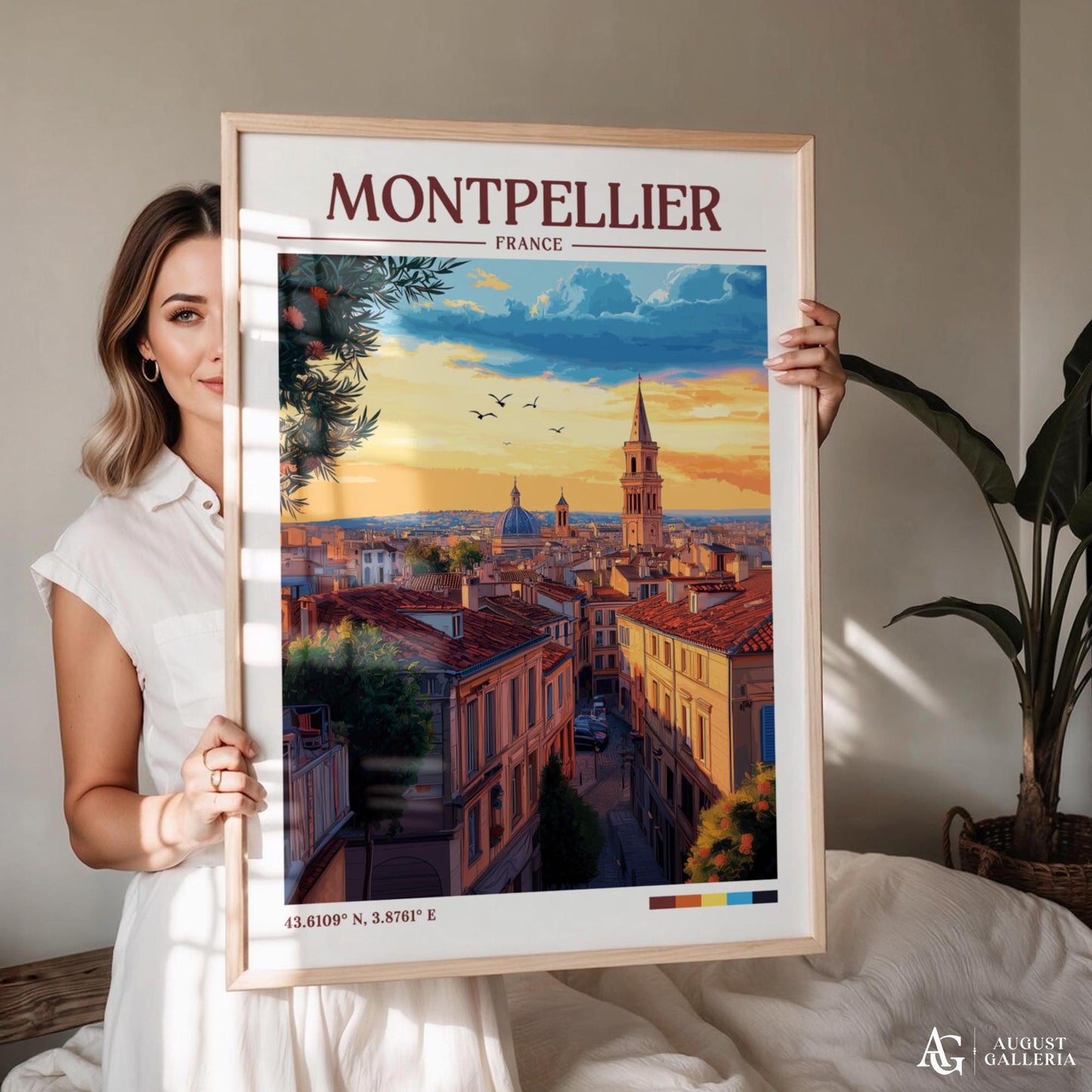Montpellier France Retro Travel Print