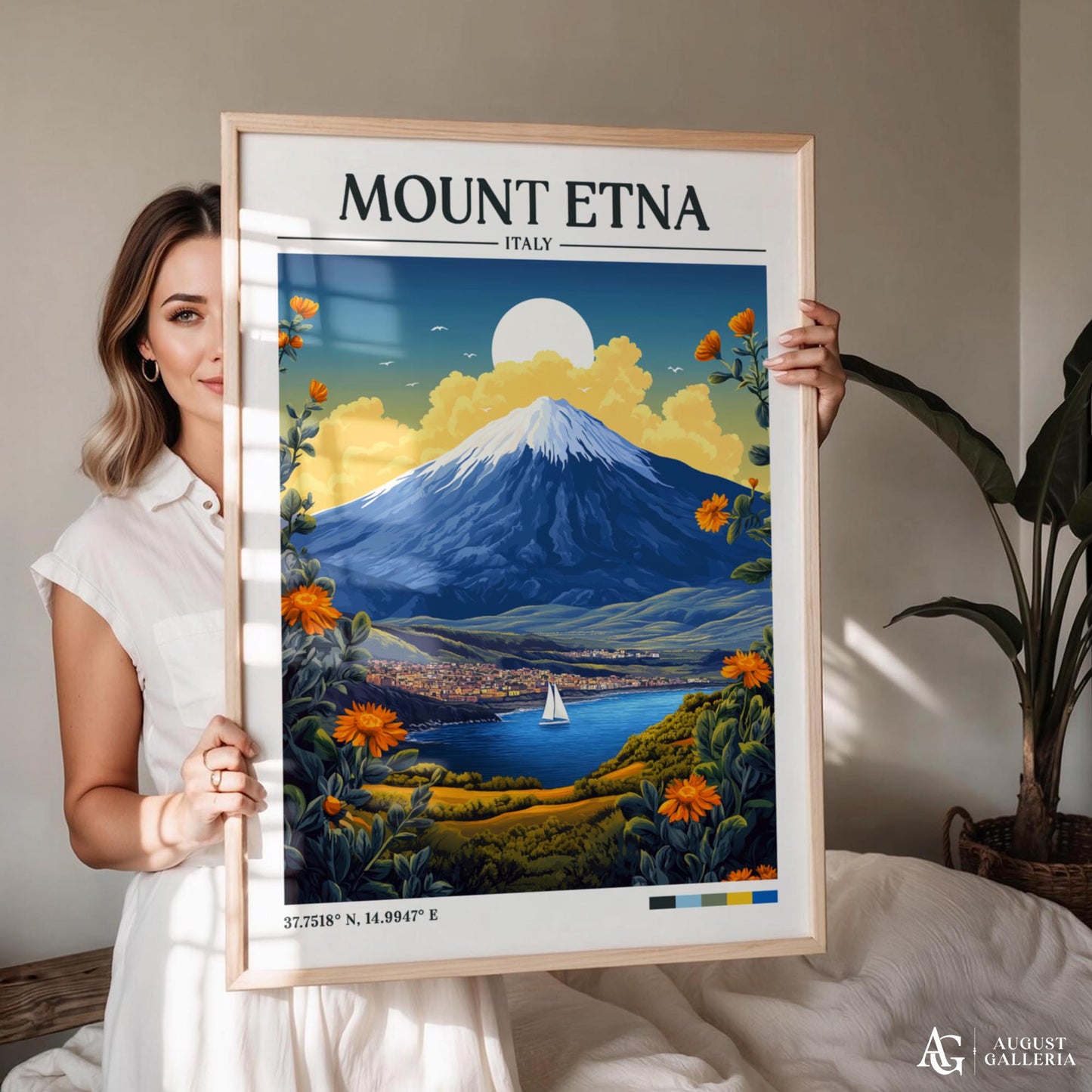 Mount Etna Retro Travel Print