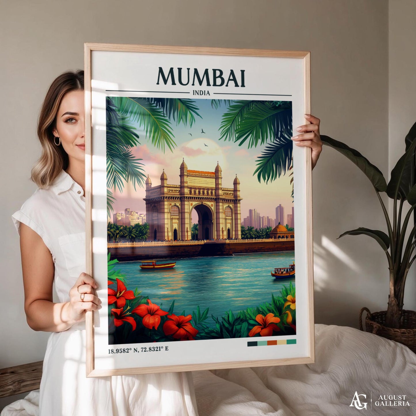 Mumbai India Retro Travel Print
