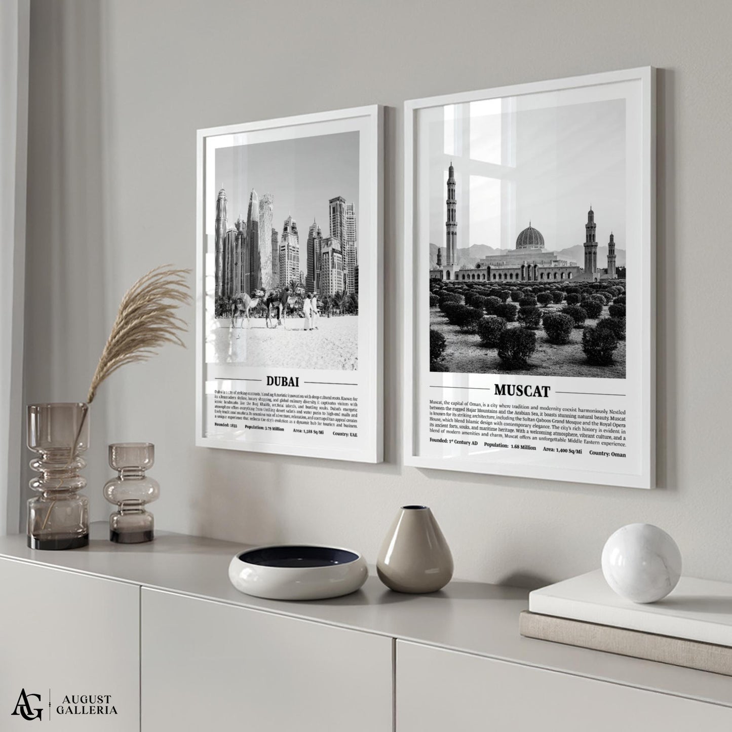 Muscat Black & White City Print