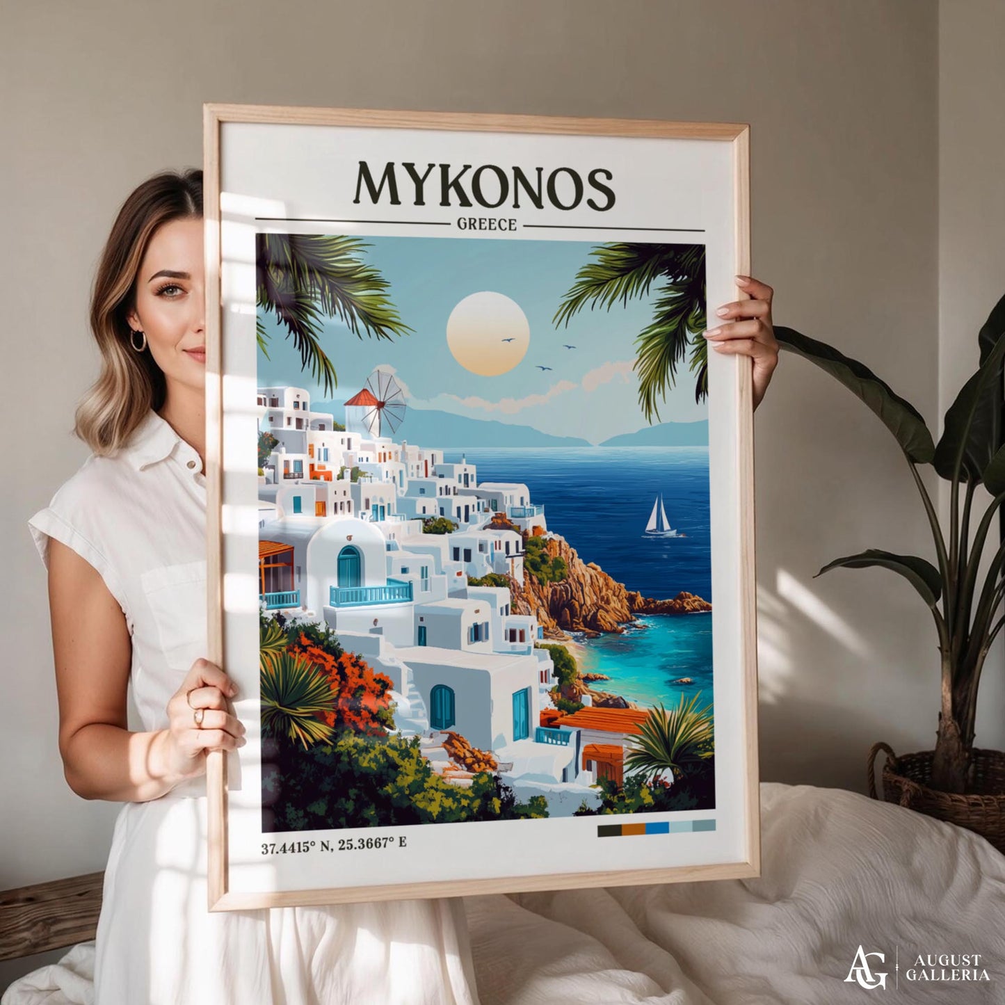 Mykonos Greece Retro Travel Print