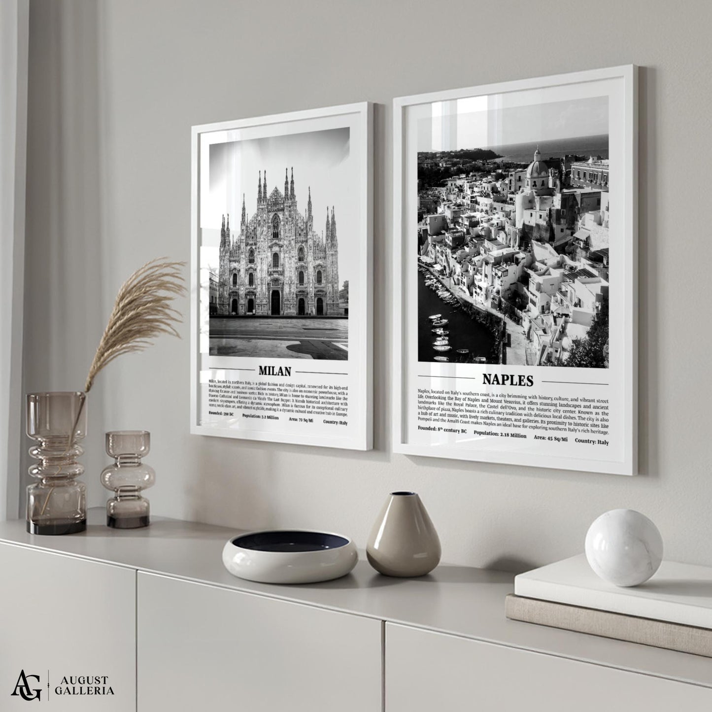 Naples Black & White City Print