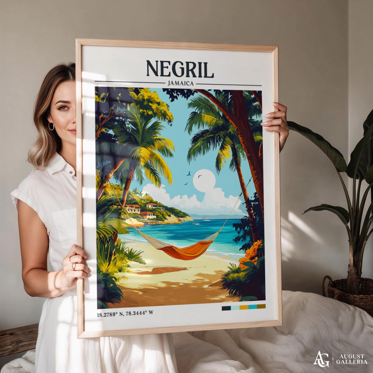 Negril Jamaica Retro Travel Print