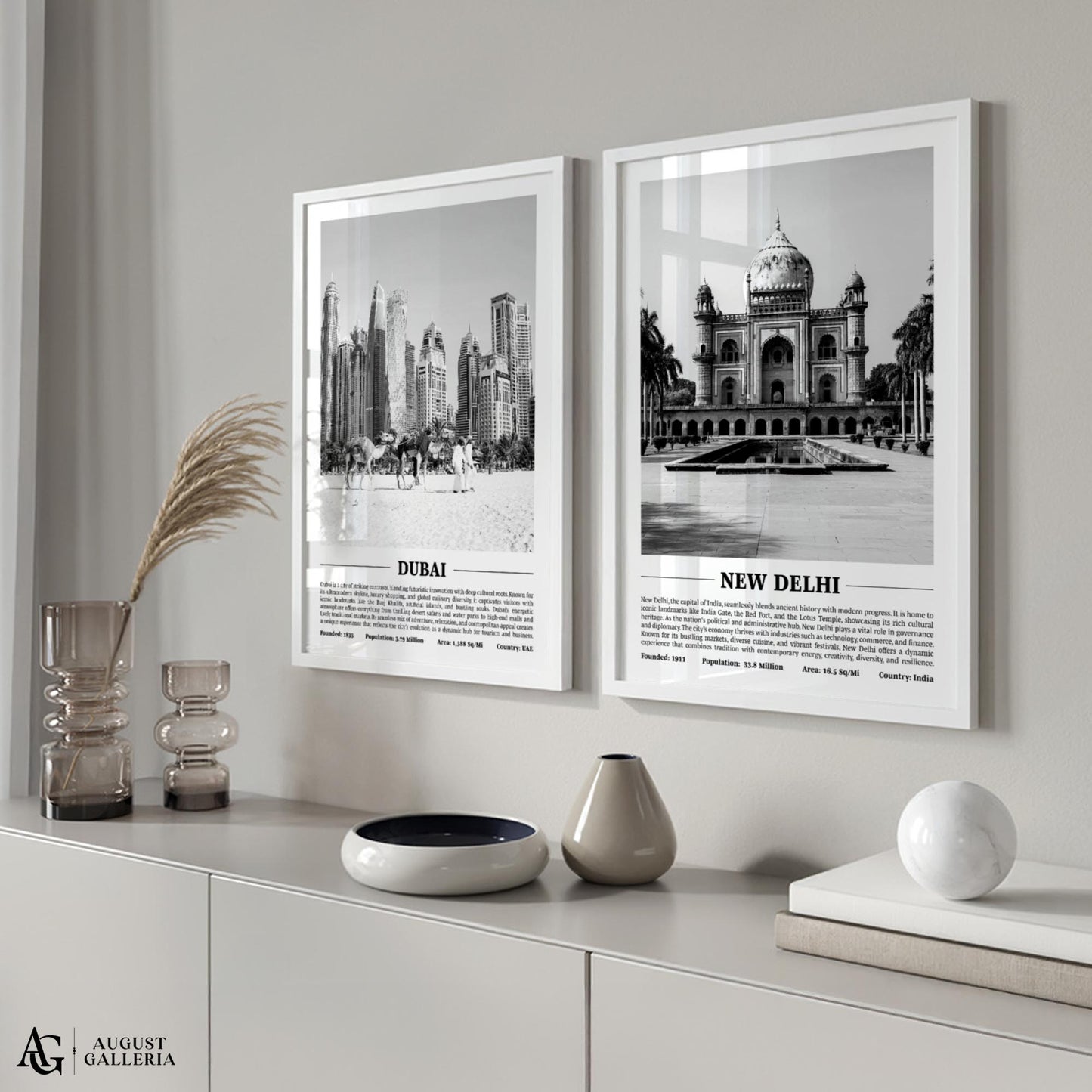 New Delhi Black & White City Print
