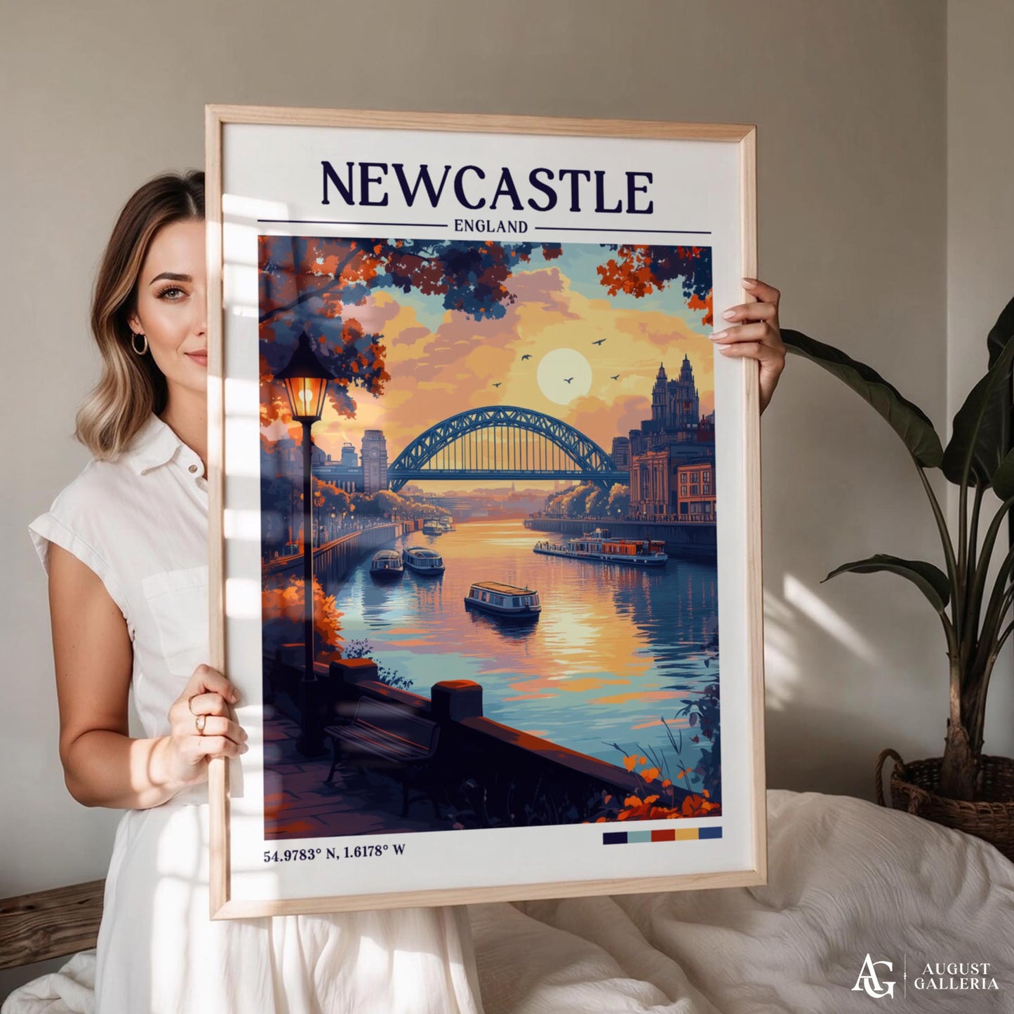 Newcastle England Retro Travel Print
