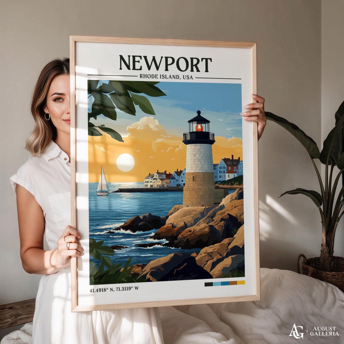 Newport Rhode Island Retro Travel Print