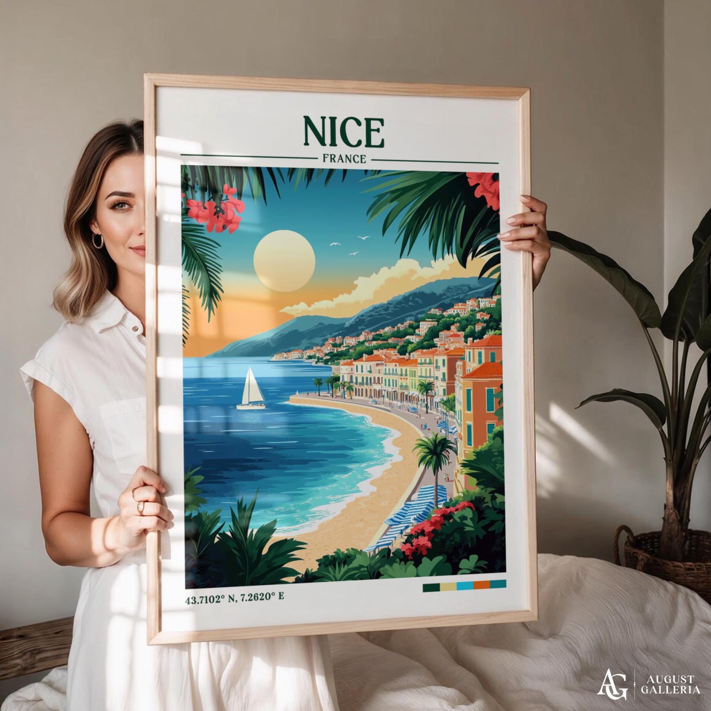 Nice France Retro Travel Print
