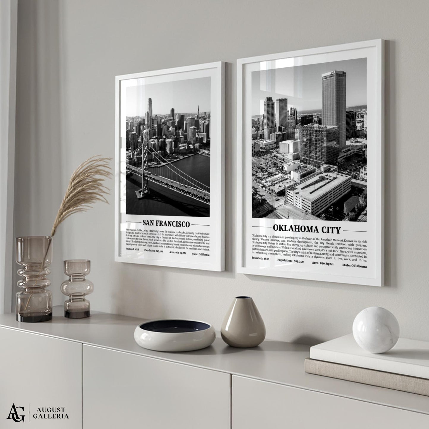 Oklahoma City Black & White City Print