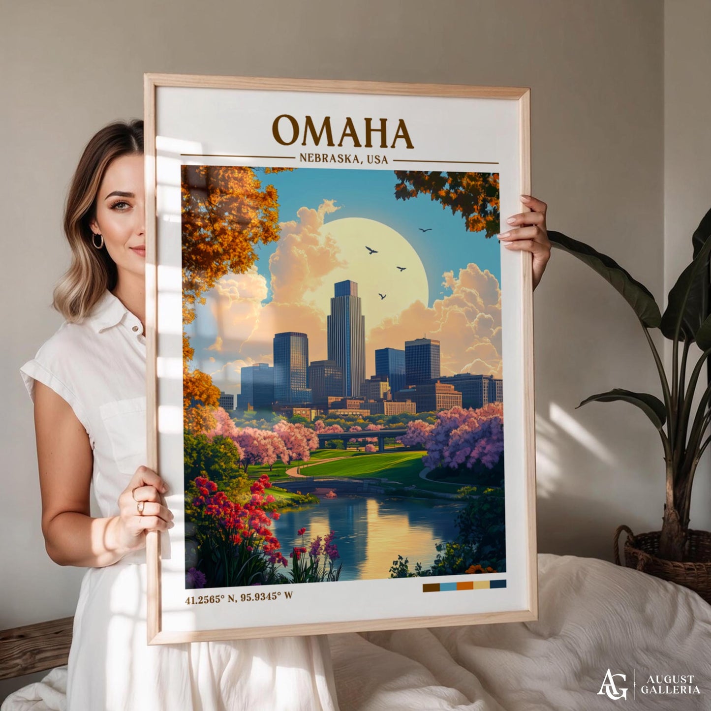 Omaha Nebraska Retro Travel Print