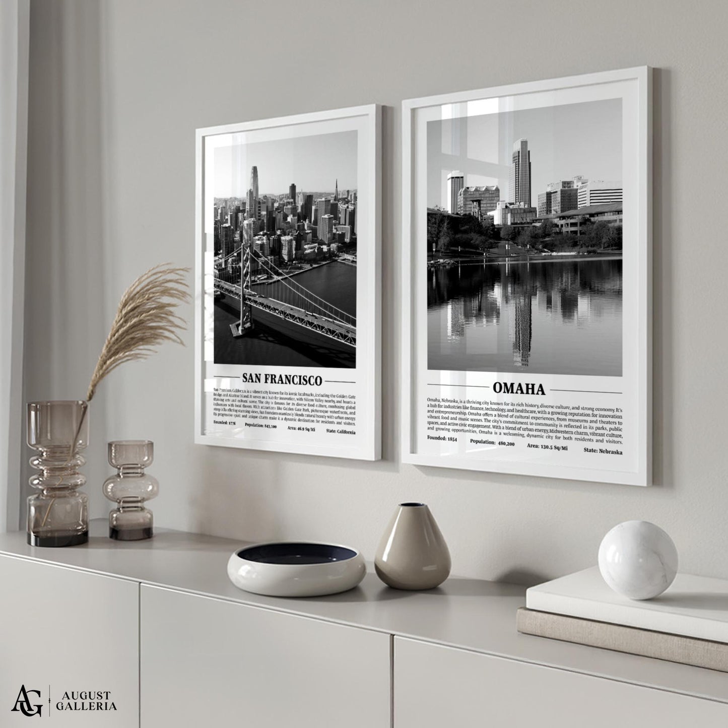Omaha Black & White City Print