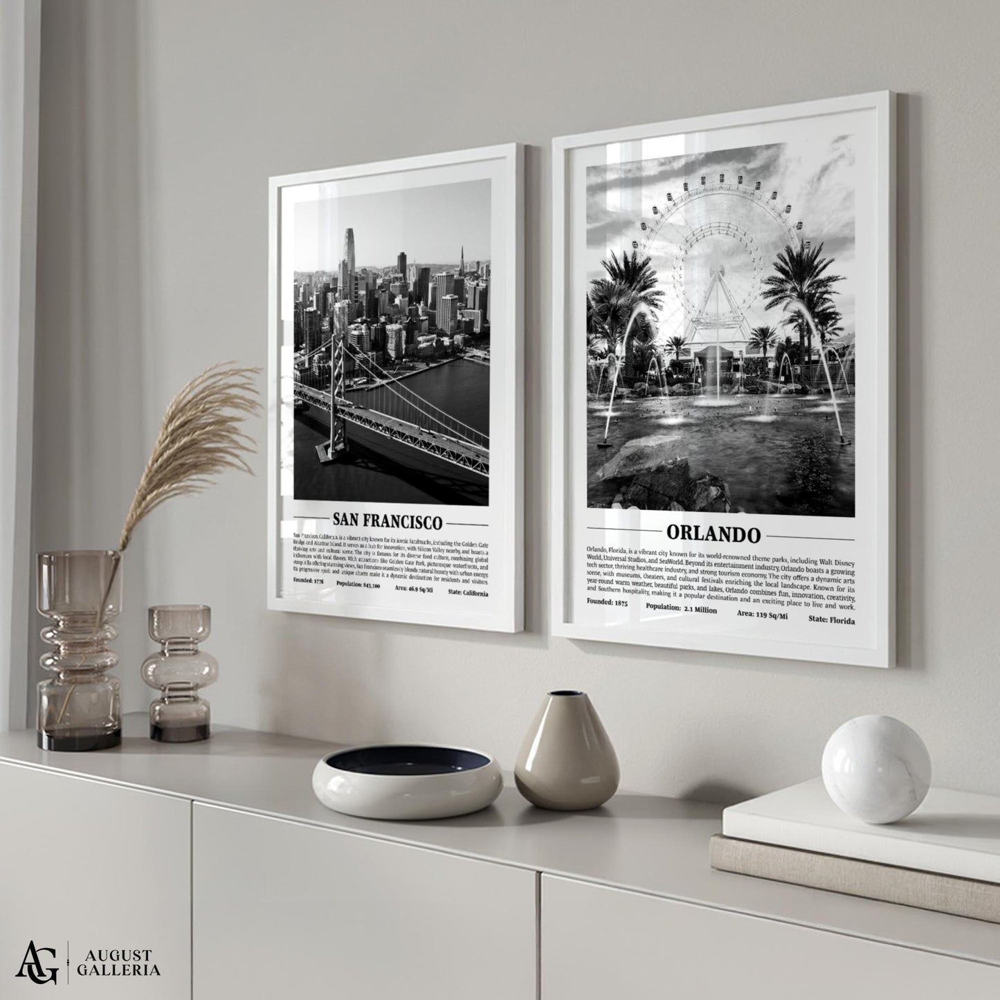 Orlando Black & White City Print