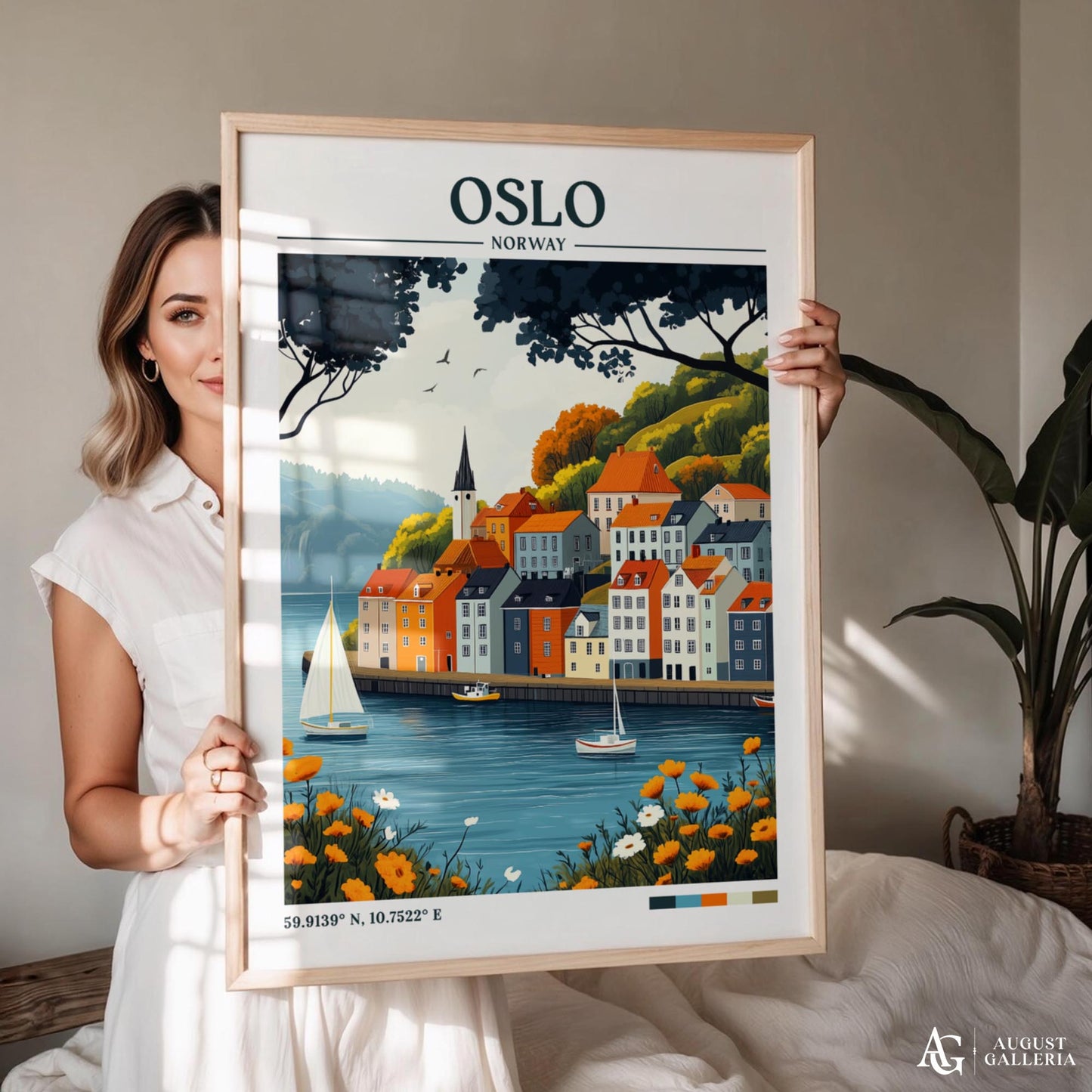 Oslo Norway Retro Travel Print