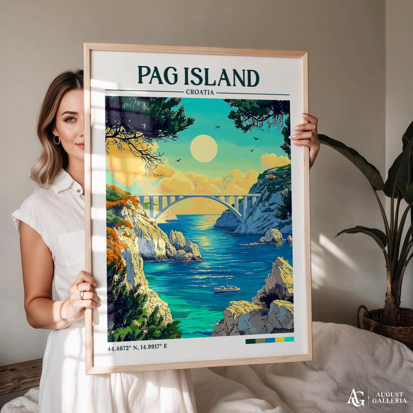 Pag Island Retro Travel Print
