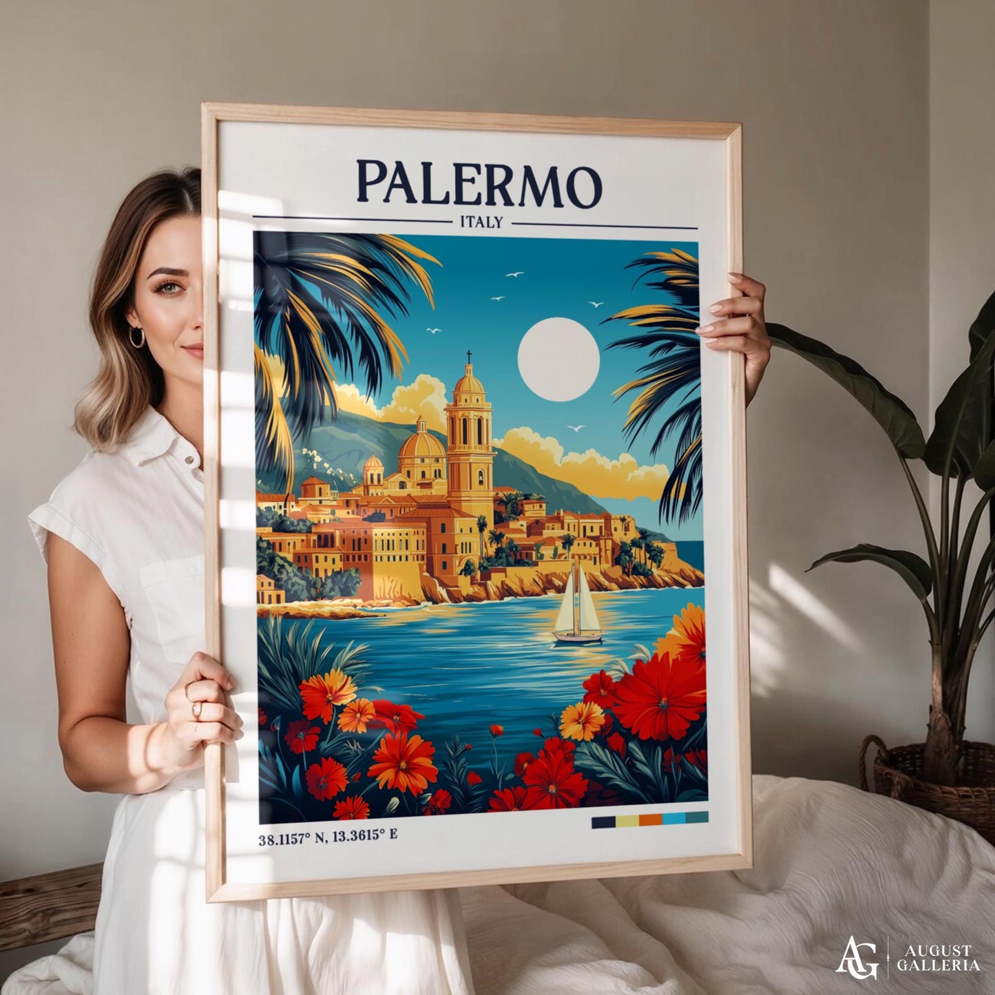 Palermo Italy Retro Travel Print