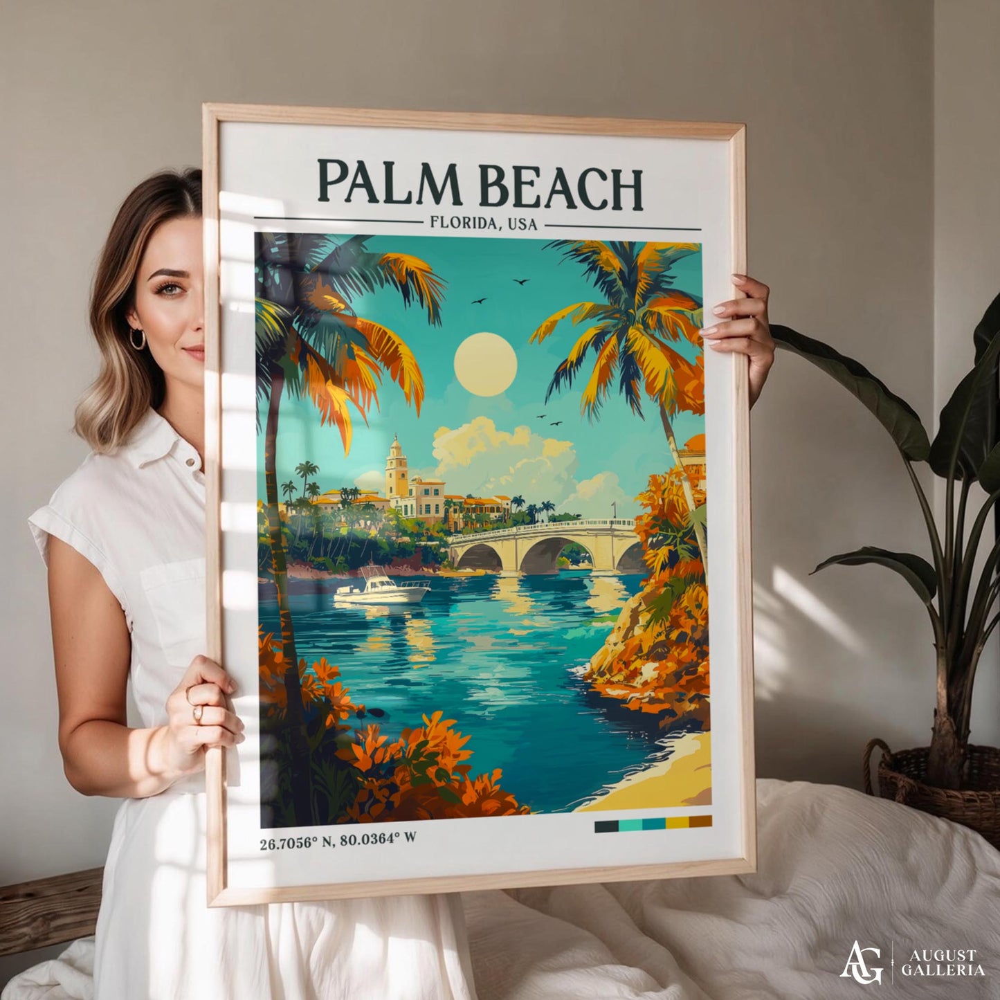 Palm Beach Florida Retro Travel Print