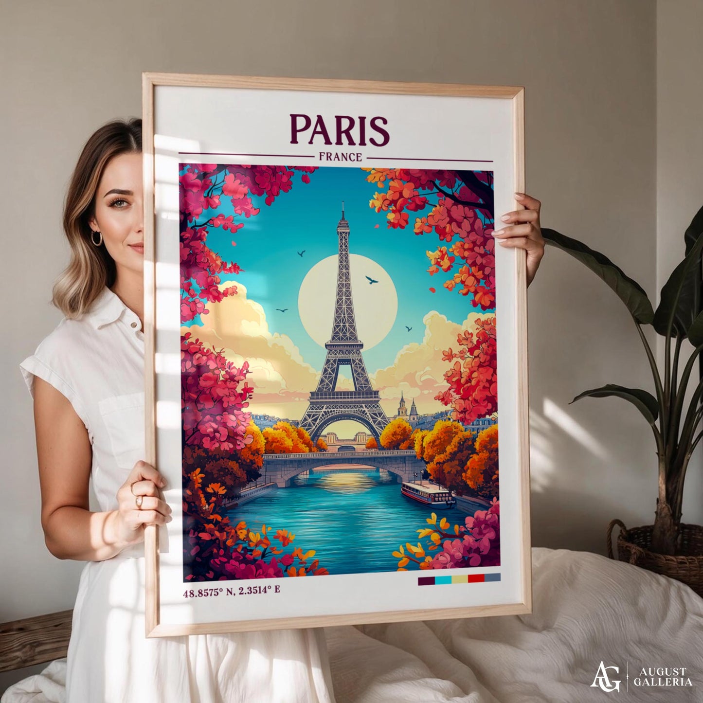 Paris France Retro Travel Print