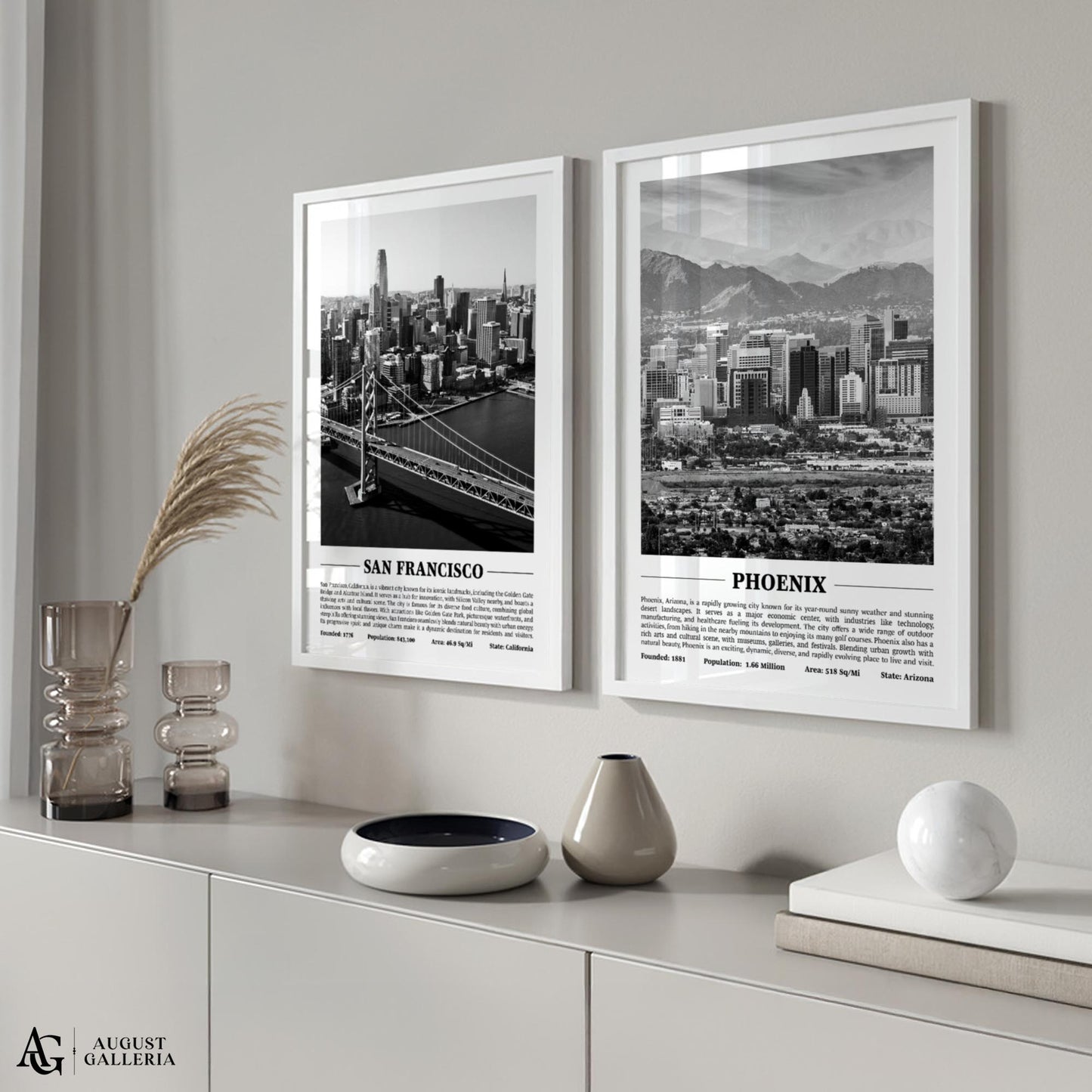 Phoenix Black & White City Print