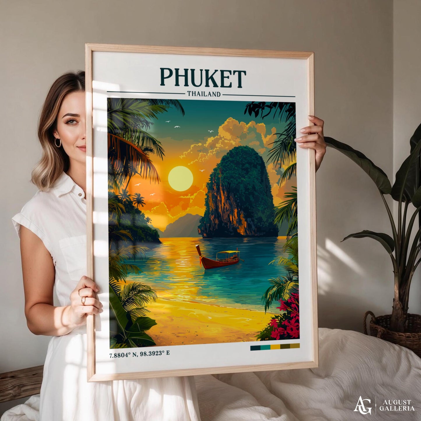 Phuket Thailand Retro Travel Print