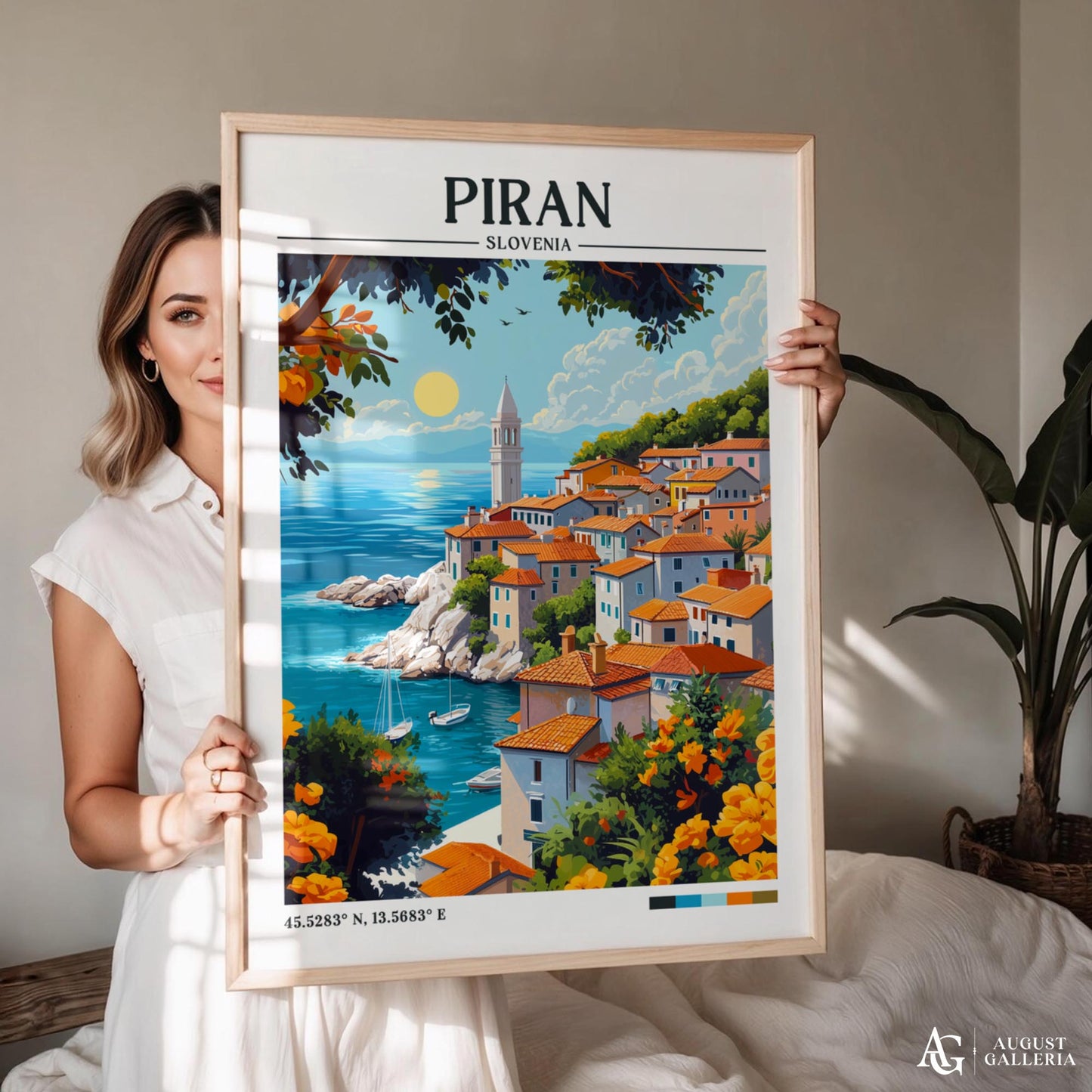 Piran Slovenia Retro Travel Print
