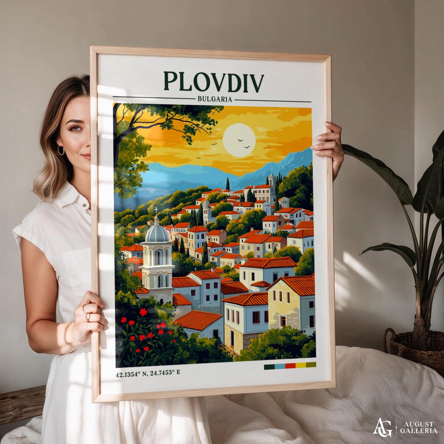 Plovdiv Bulgaria Retro Travel Print