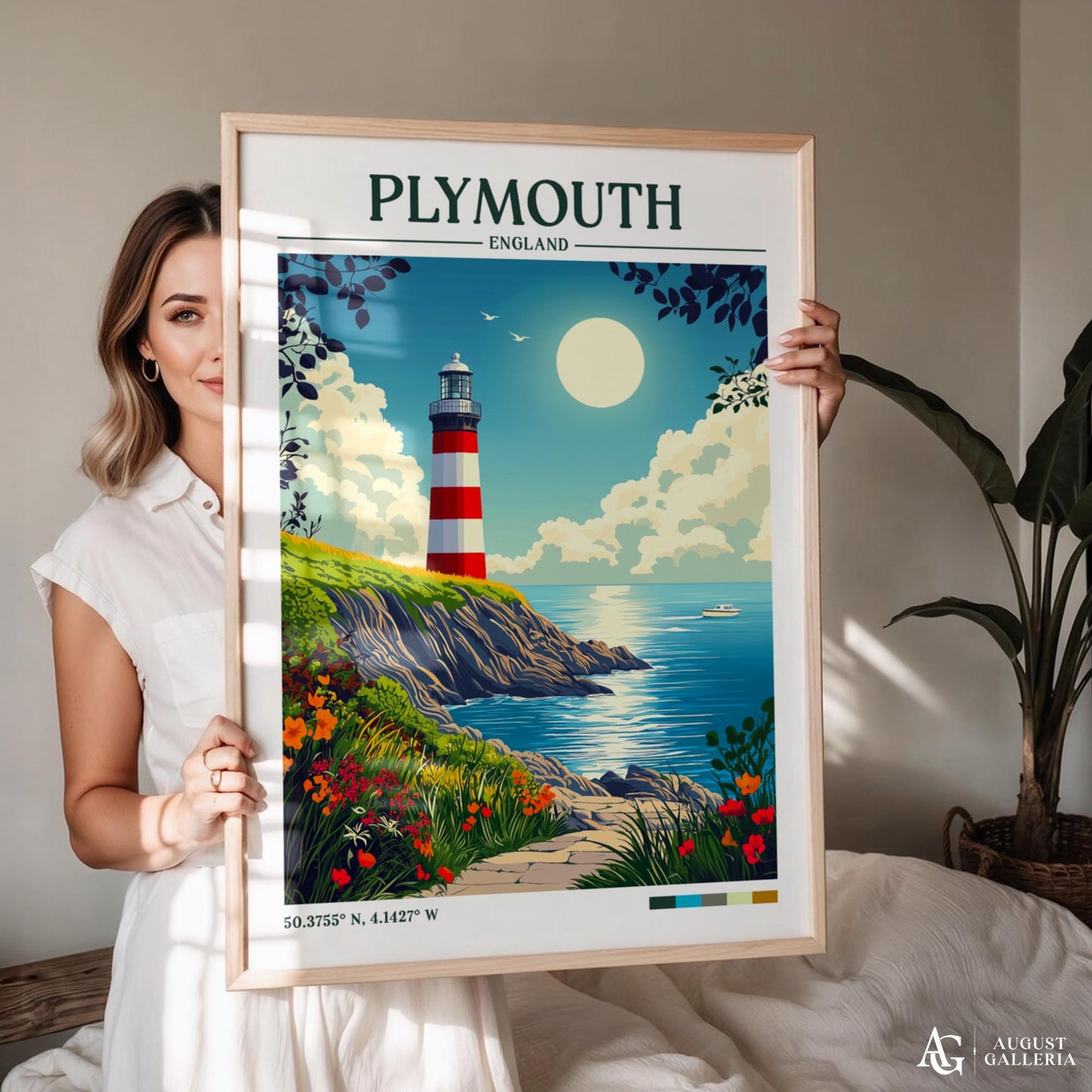 Plymouth England Retro Travel Print