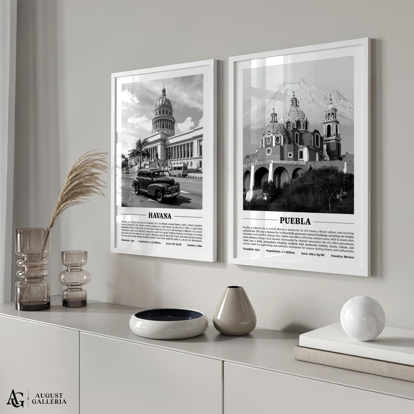 Puebla Black & White City Print