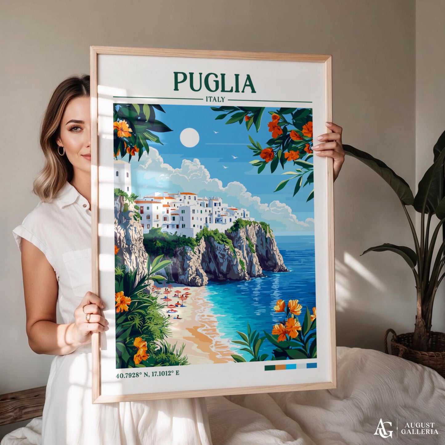 Puglia Italy Retro Travel Print