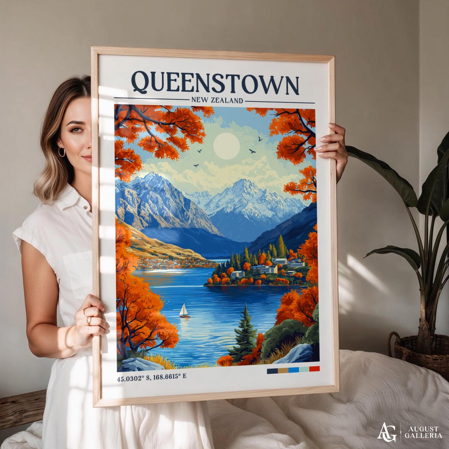 Queenstown New Zealand Retro Travel Print