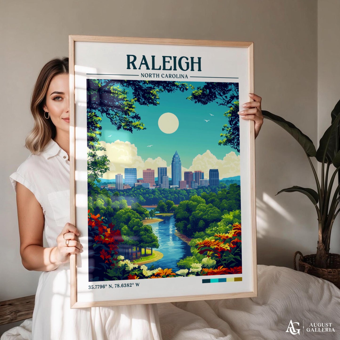Raleigh North Carolina Retro Travel Print