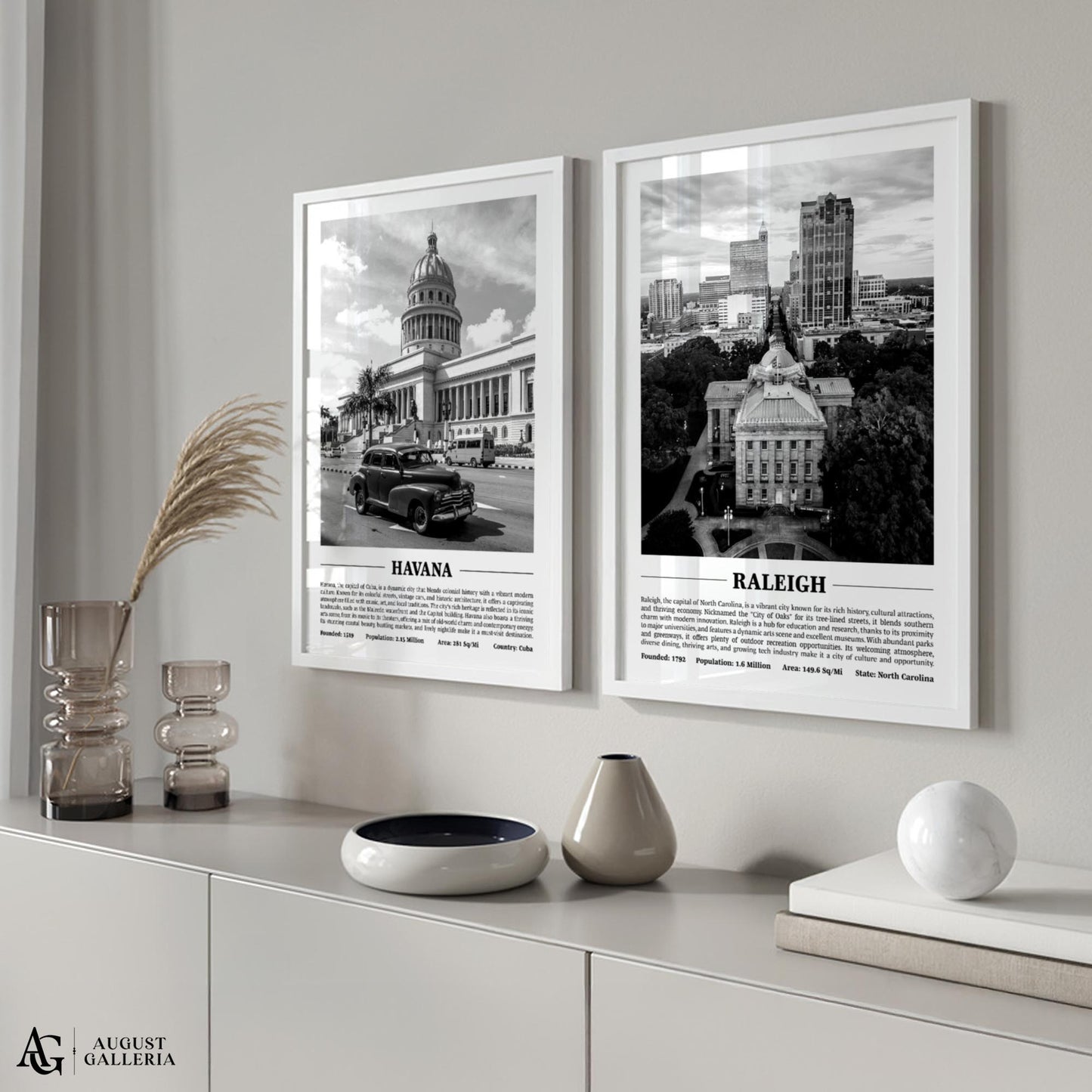 Raleigh Black & White City Print