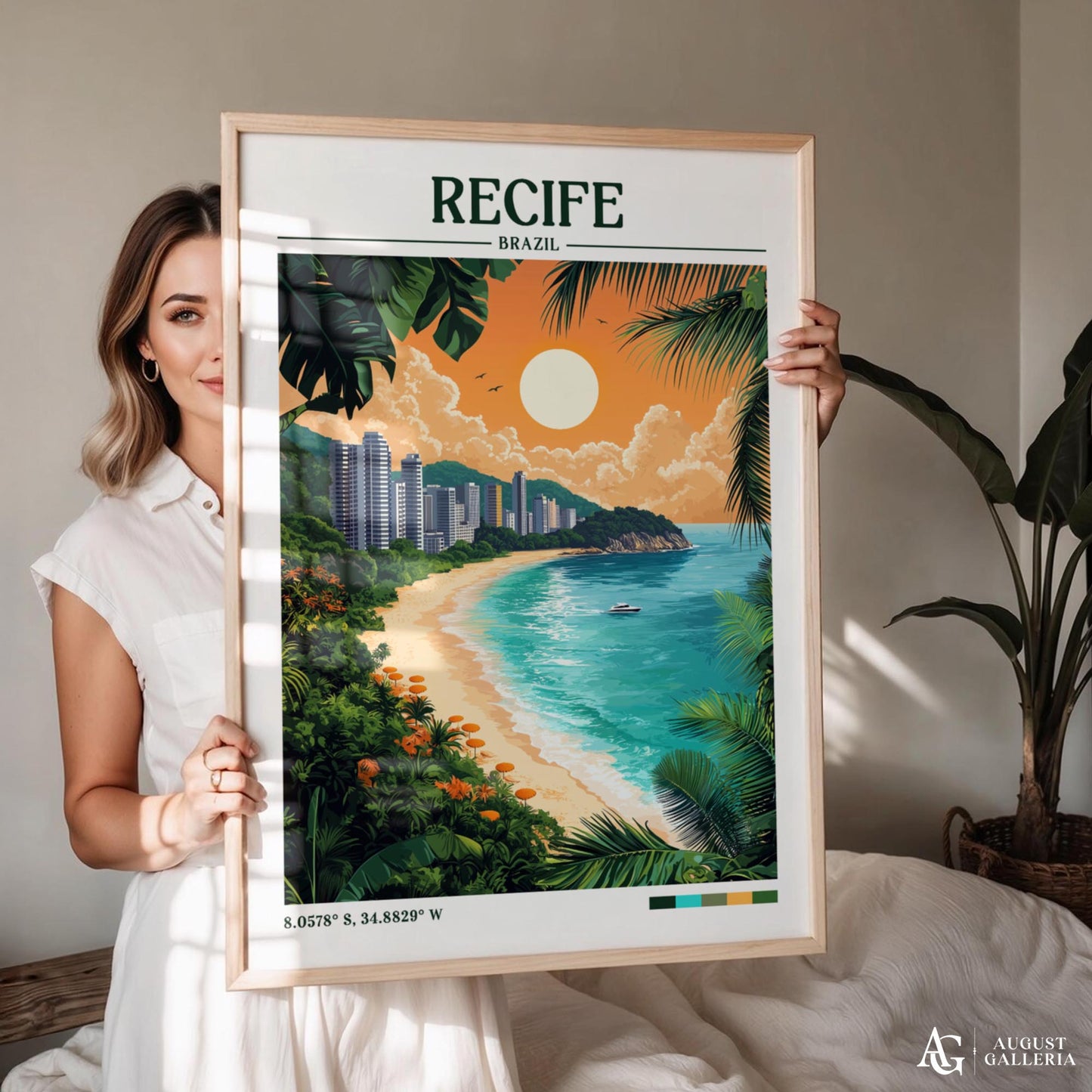 Recife Brazil Retro Travel Print