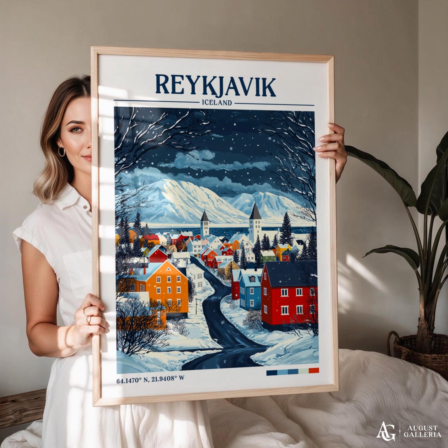 Reykjavík Iceland Retro Travel Print