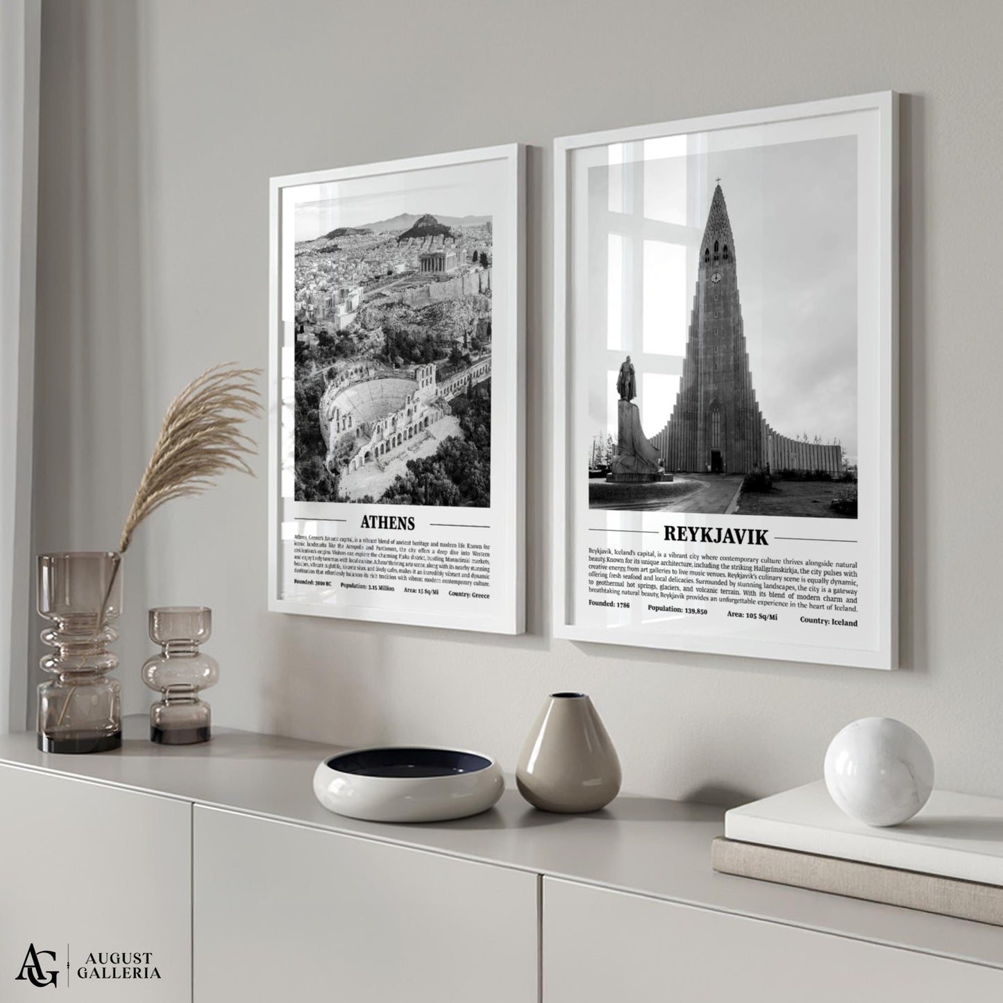 Reykjavik Black & White City Print
