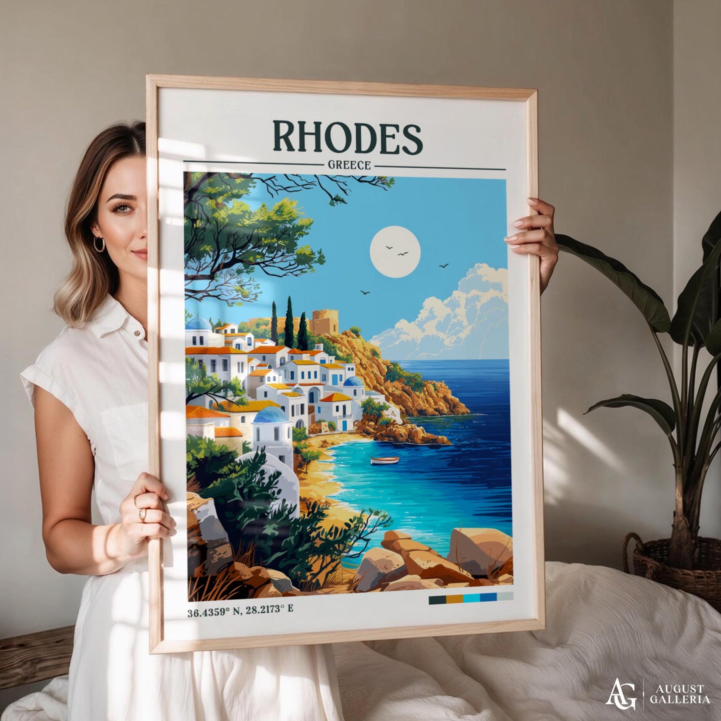 Rhodes Greece Retro Travel Print