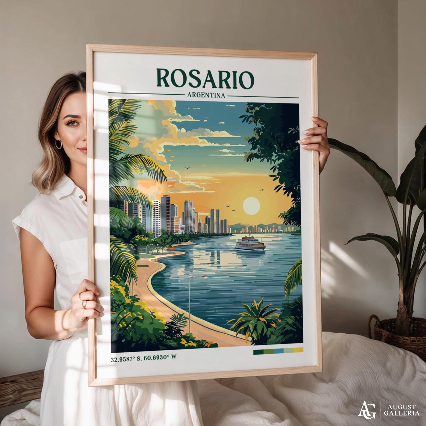 Rosario Argentina Retro Travel Print