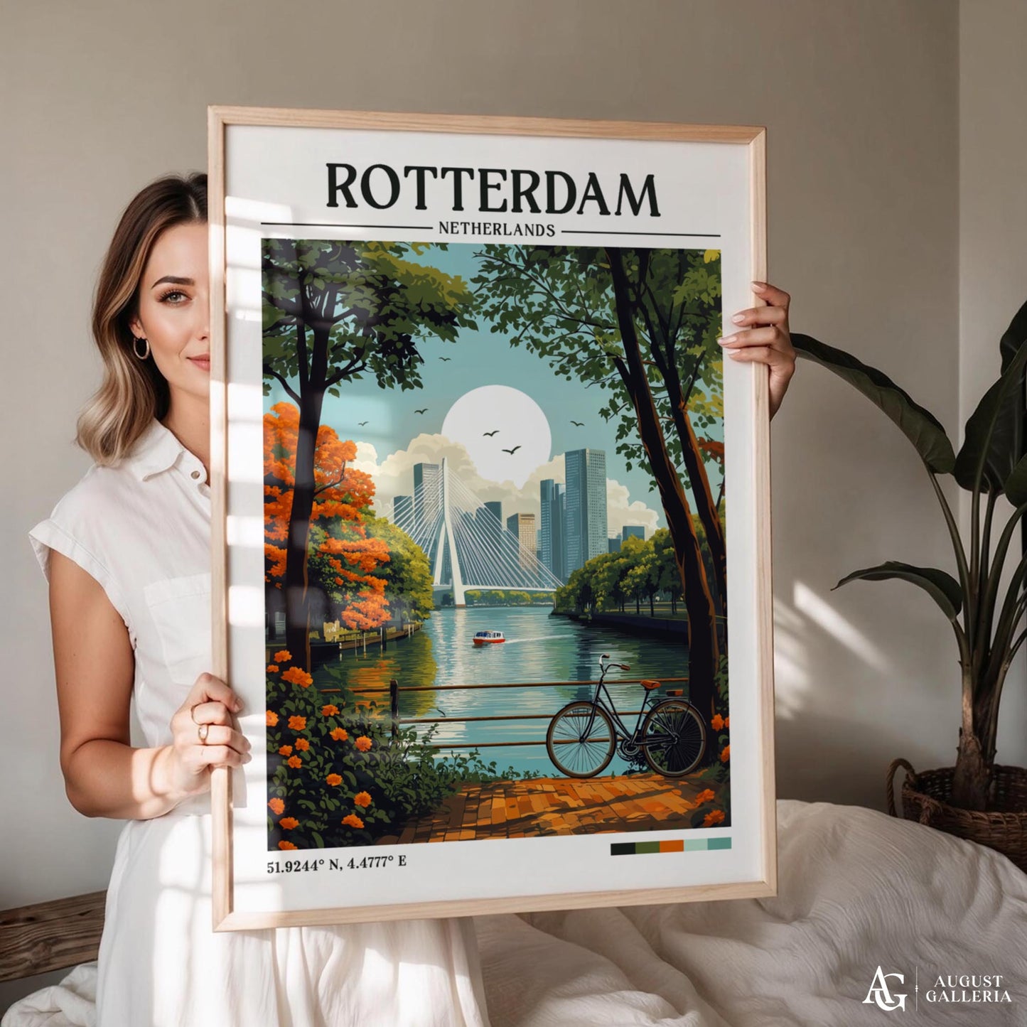 Rotterdam Netherlands Retro Travel Print