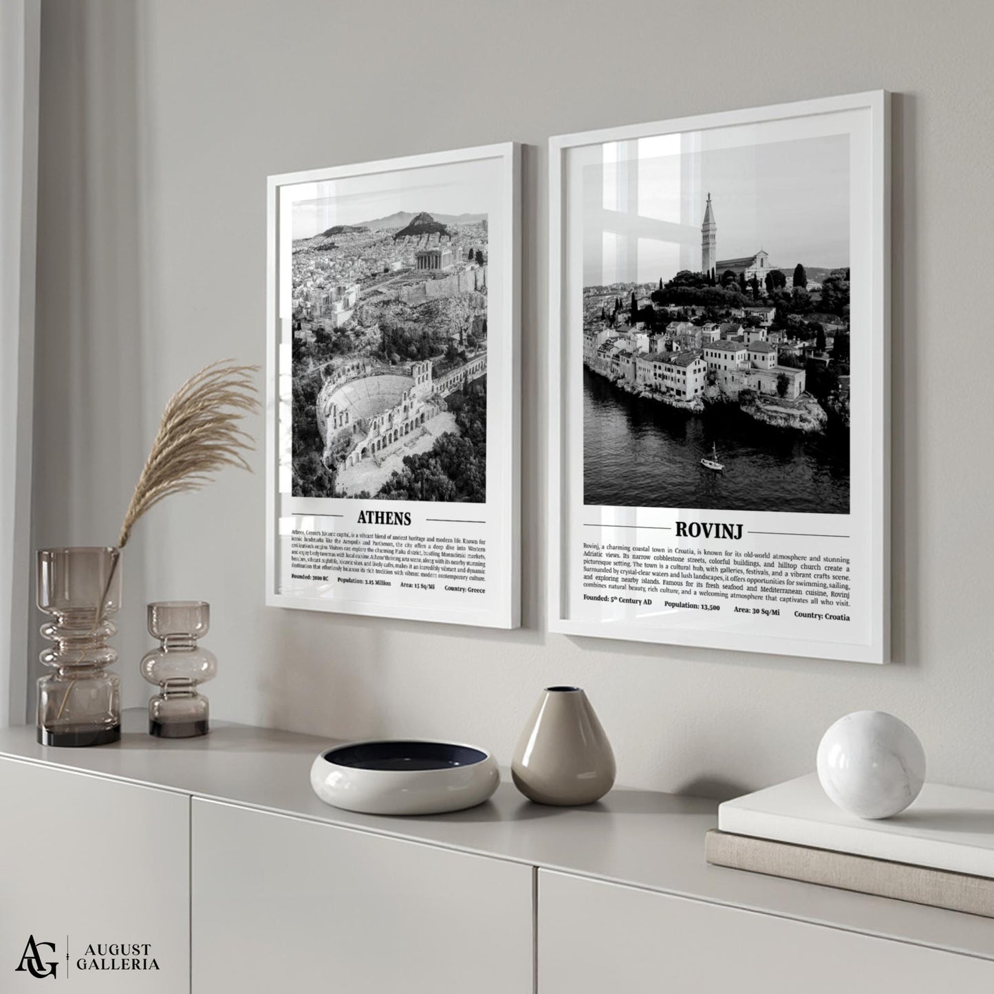 Rovinj Black & White City Print