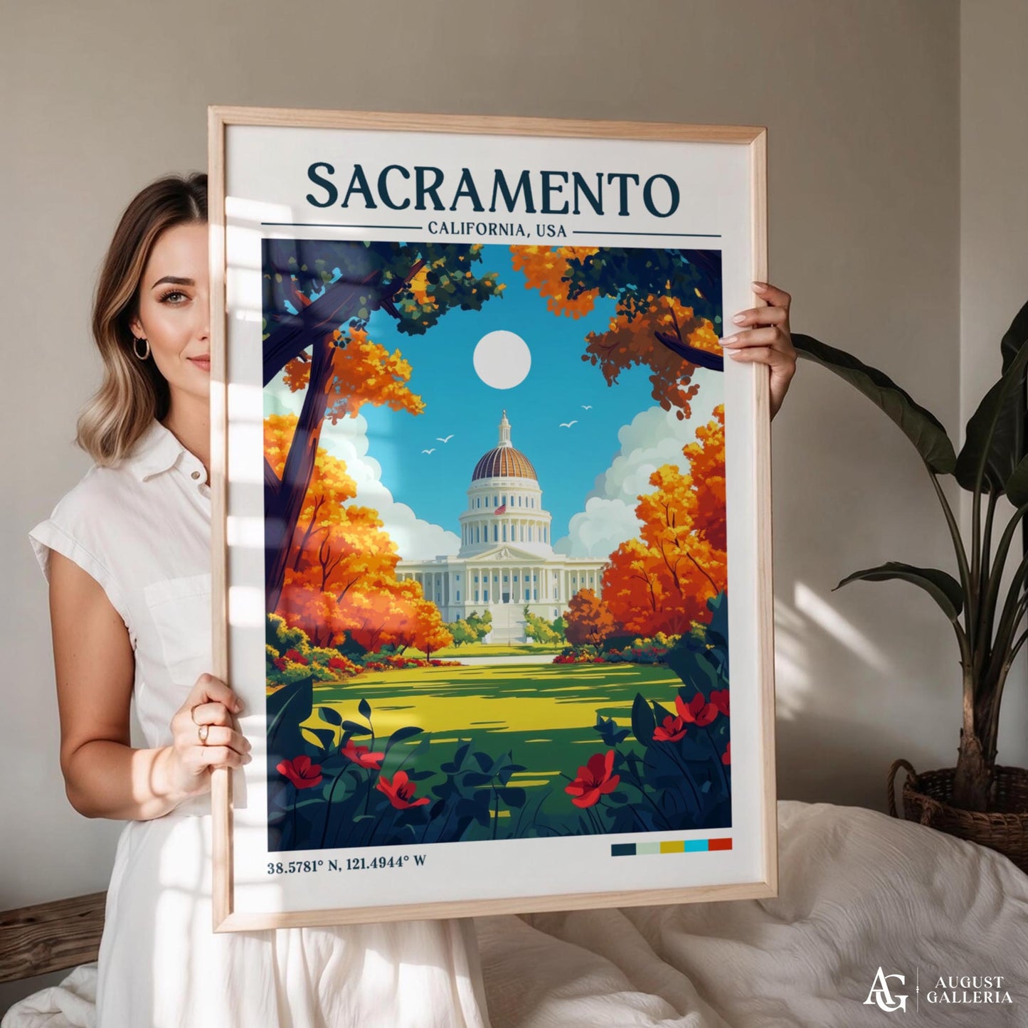 Sacramento California Retro Travel Print