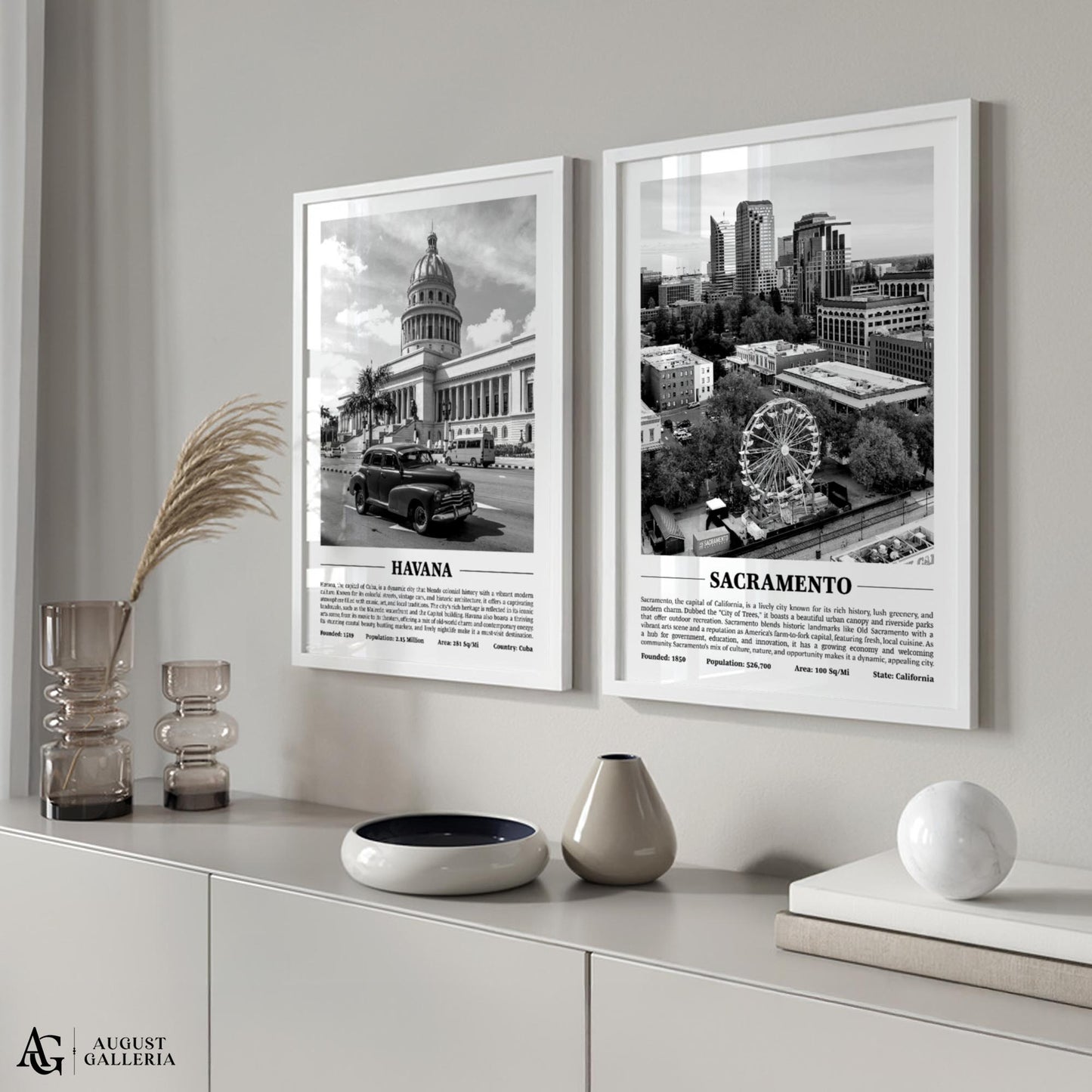 Sacramento Black & White City Print