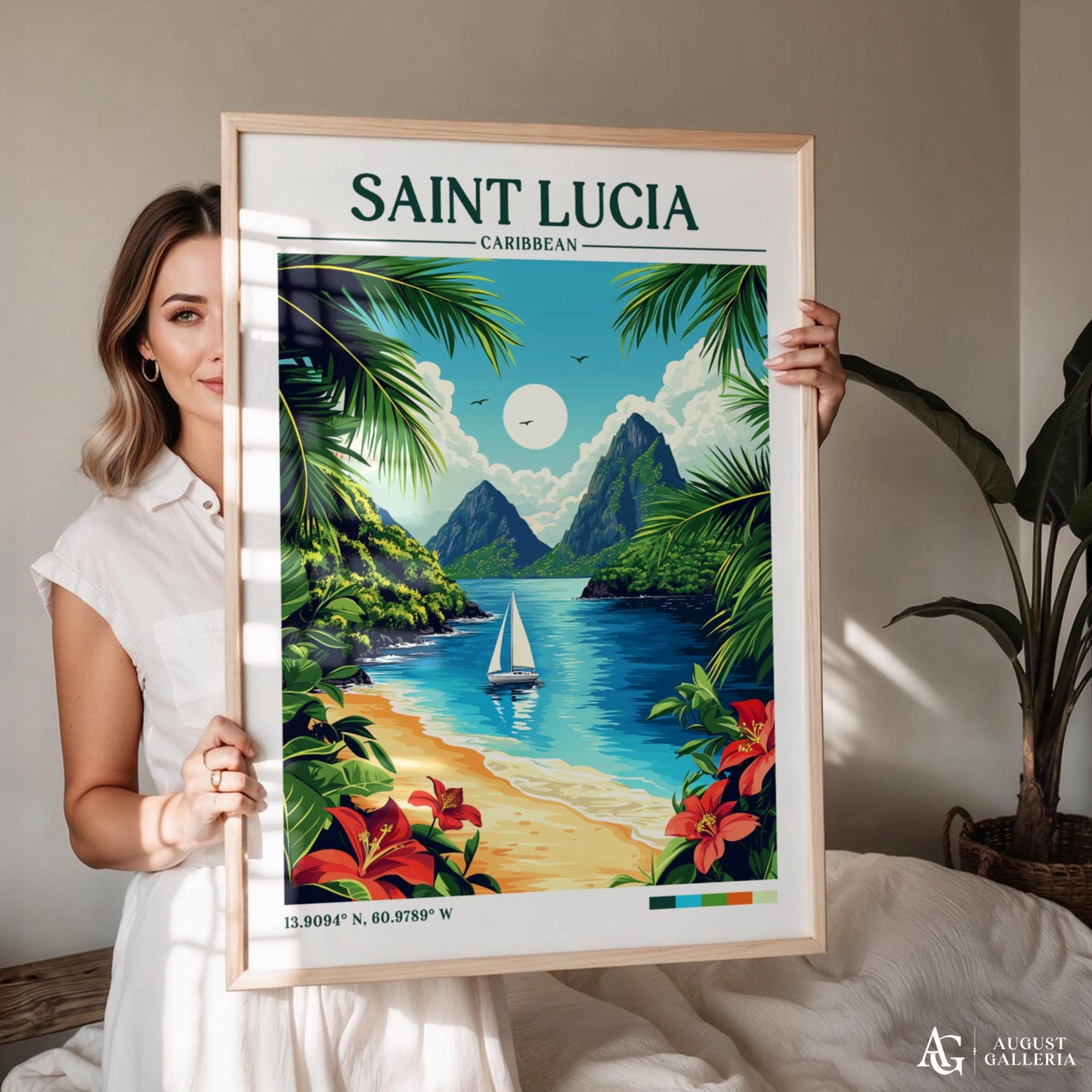 Saint Lucia Retro Travel Print