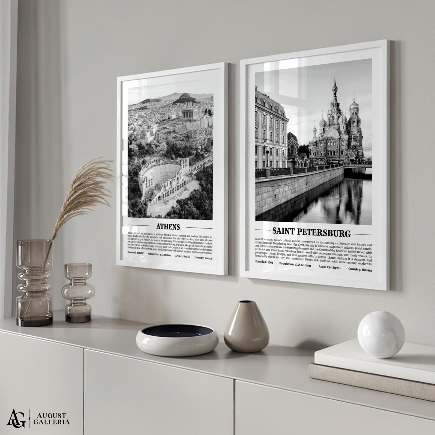 Saint Petersburg Black & White City Print