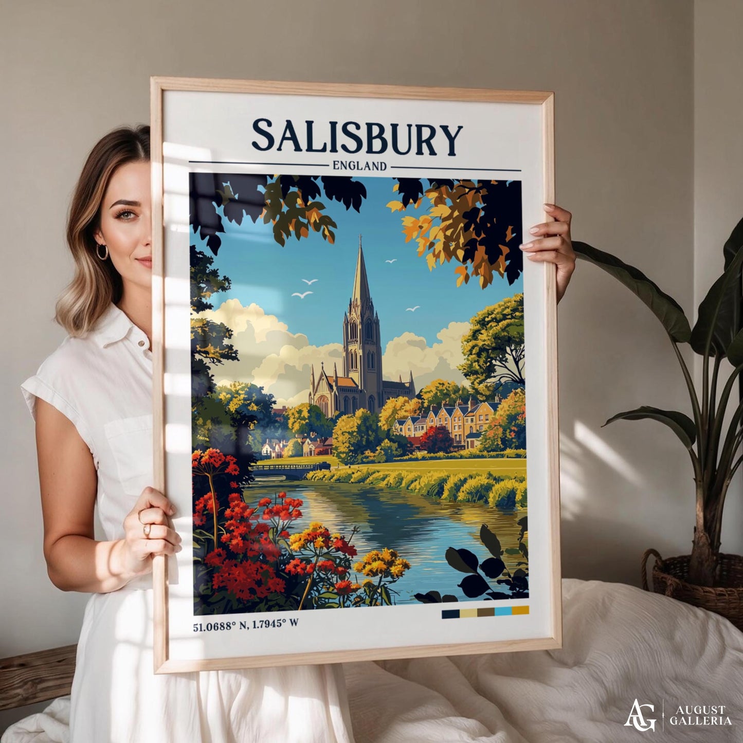 Salisbury England Retro Travel Print